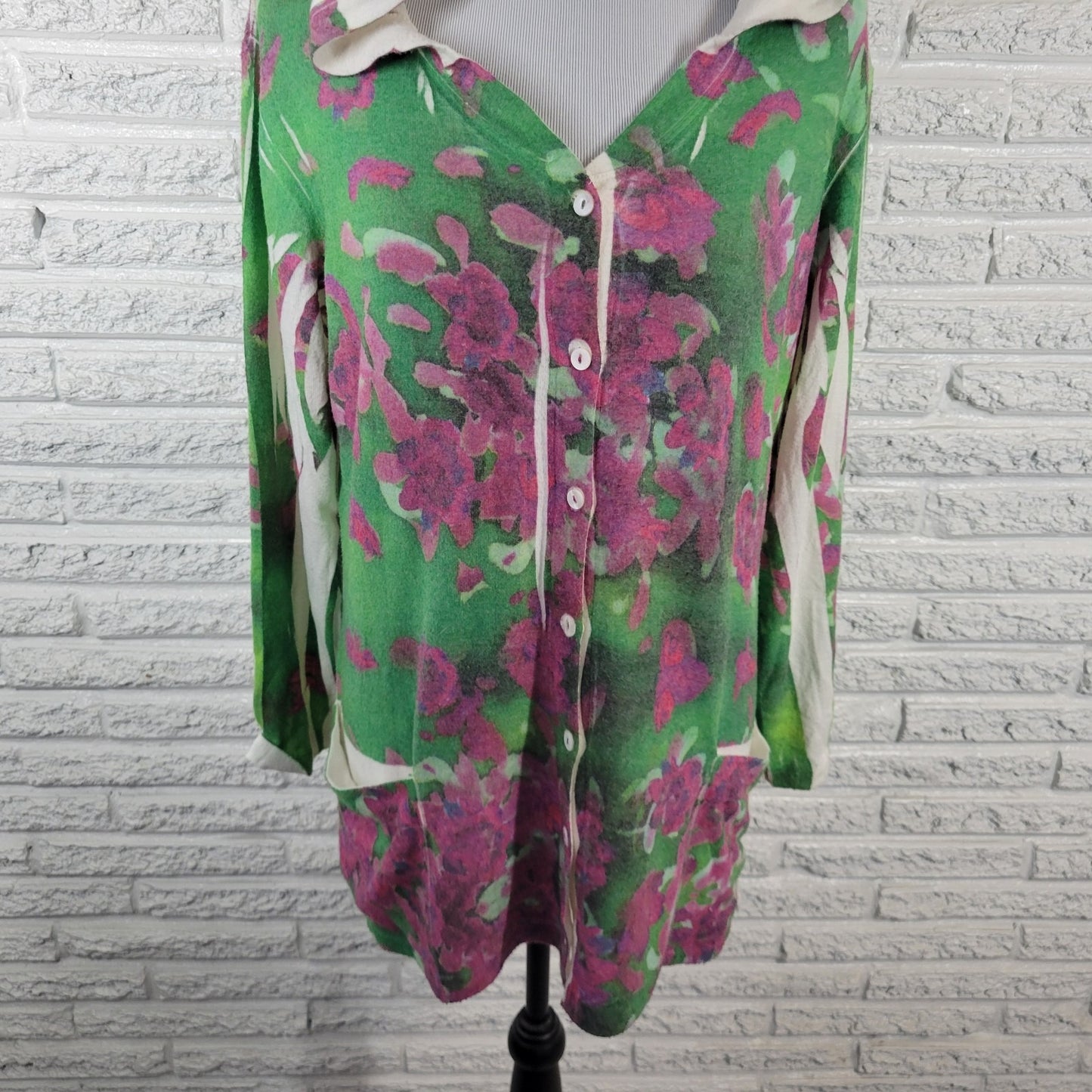 Mushka by Sienna Rose Womens Top XL Hoodie Cardigan Purple Floral Laser Cut Soft