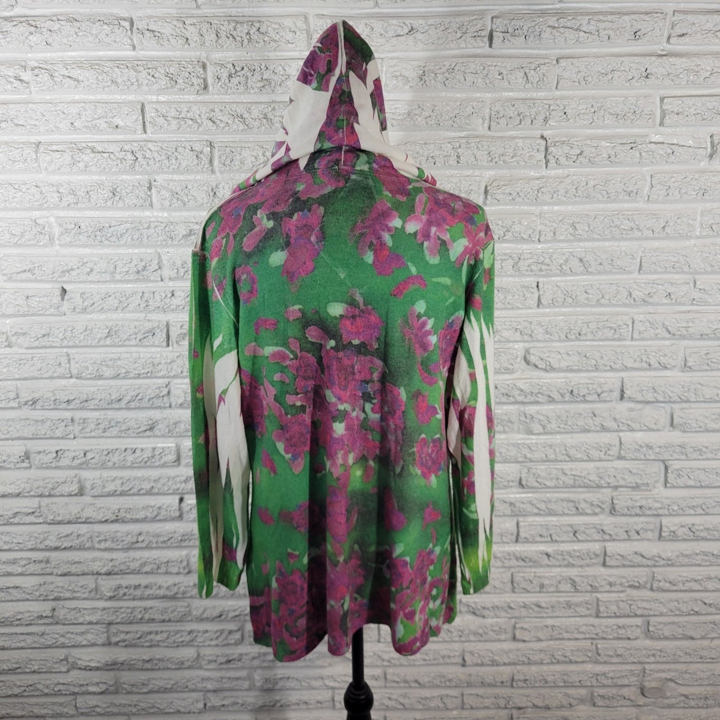 Mushka by Sienna Rose Womens Top XL Hoodie Cardigan Purple Floral Laser Cut Soft