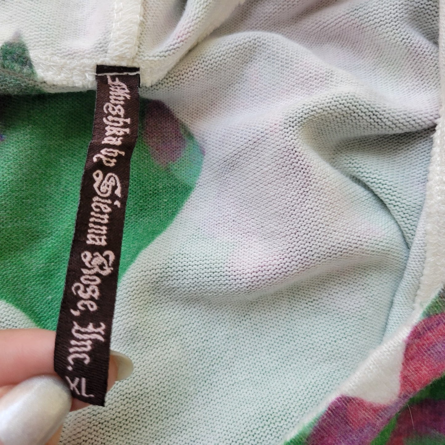 Mushka by Sienna Rose Womens Top XL Hoodie Cardigan Purple Floral Laser Cut Soft