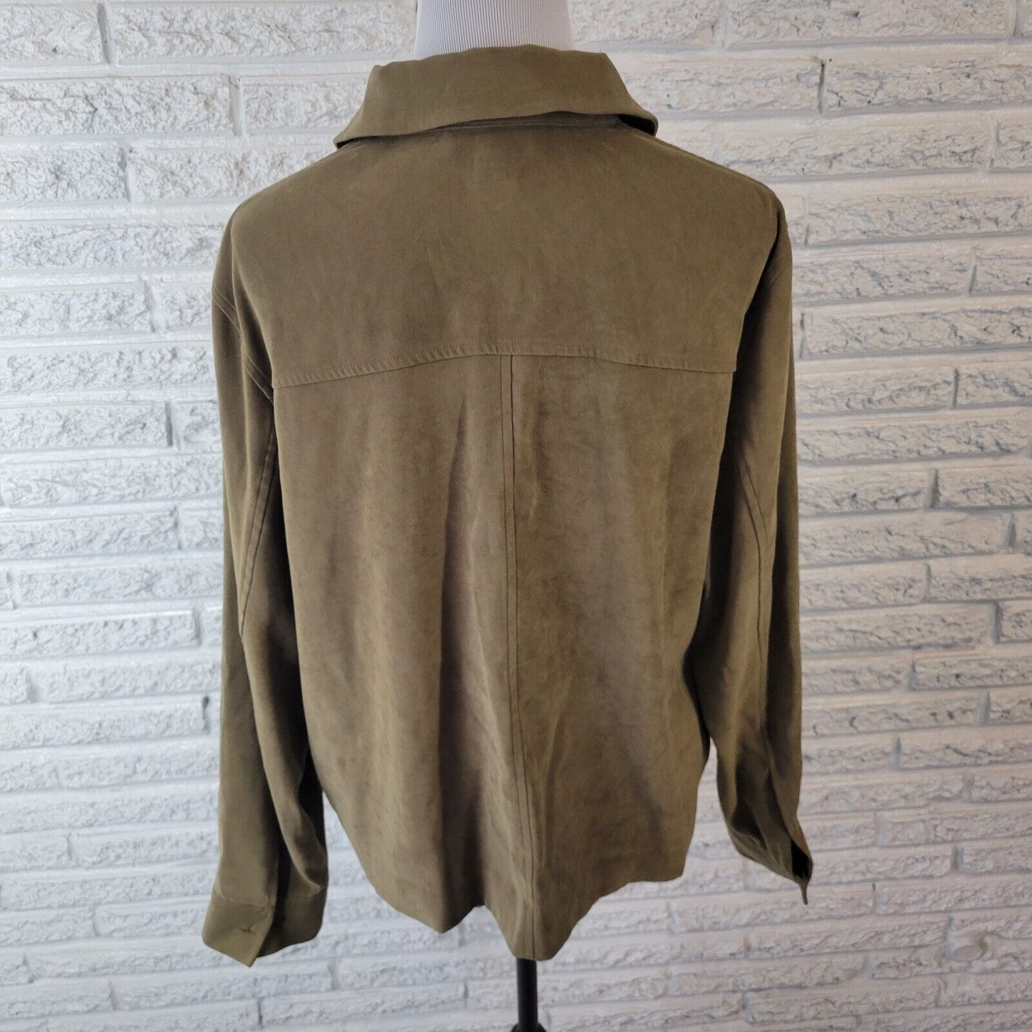 Norton McNaughton Womens Jacket 16 Zip Up Soft Velour Green Pockets Lined Casual