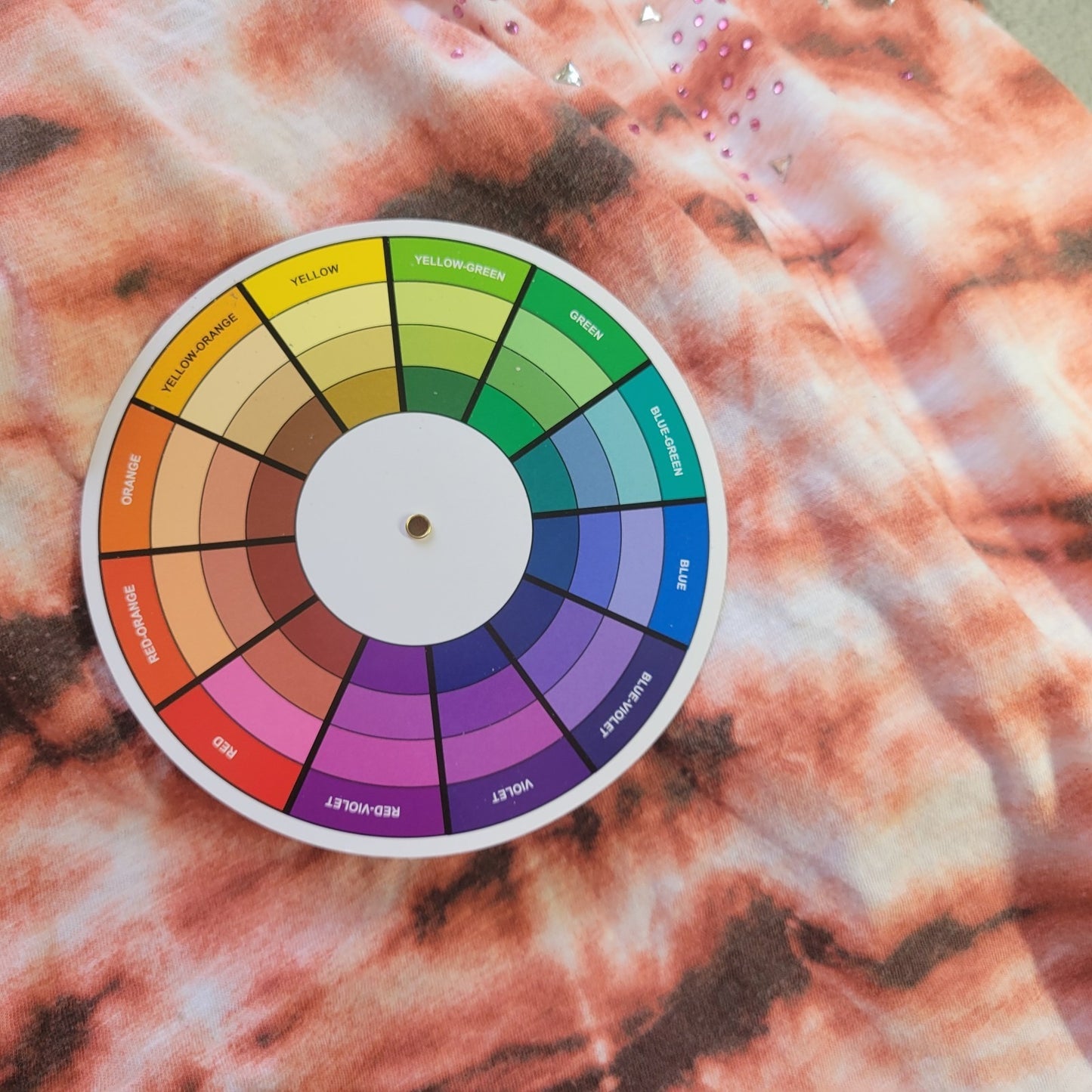 Onque Casual Womens Top 3X Plus Tee 3/4 Sleeve Pink Black Tie Dye Studded Comfy