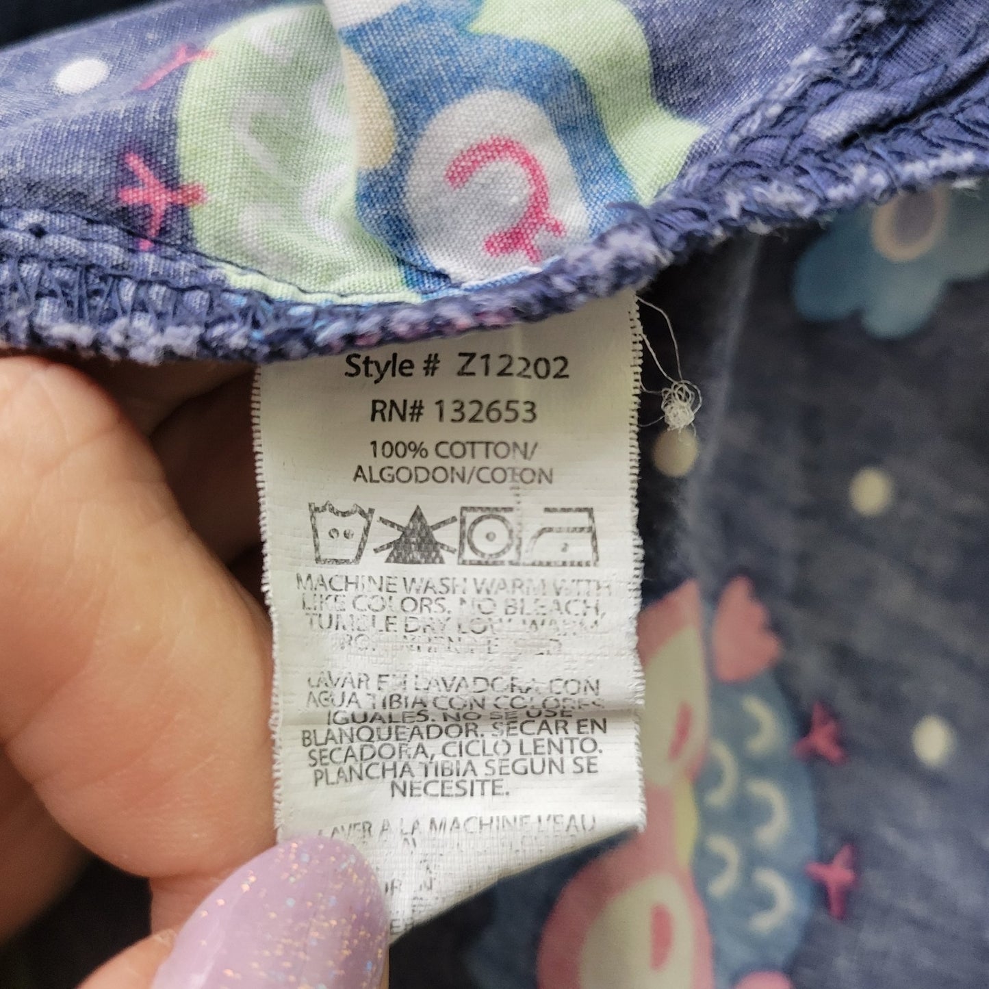 Zoe Chloe Unisex Scrub Top 2XL Plus Owls Hearts All Over Blue Cotton Medical