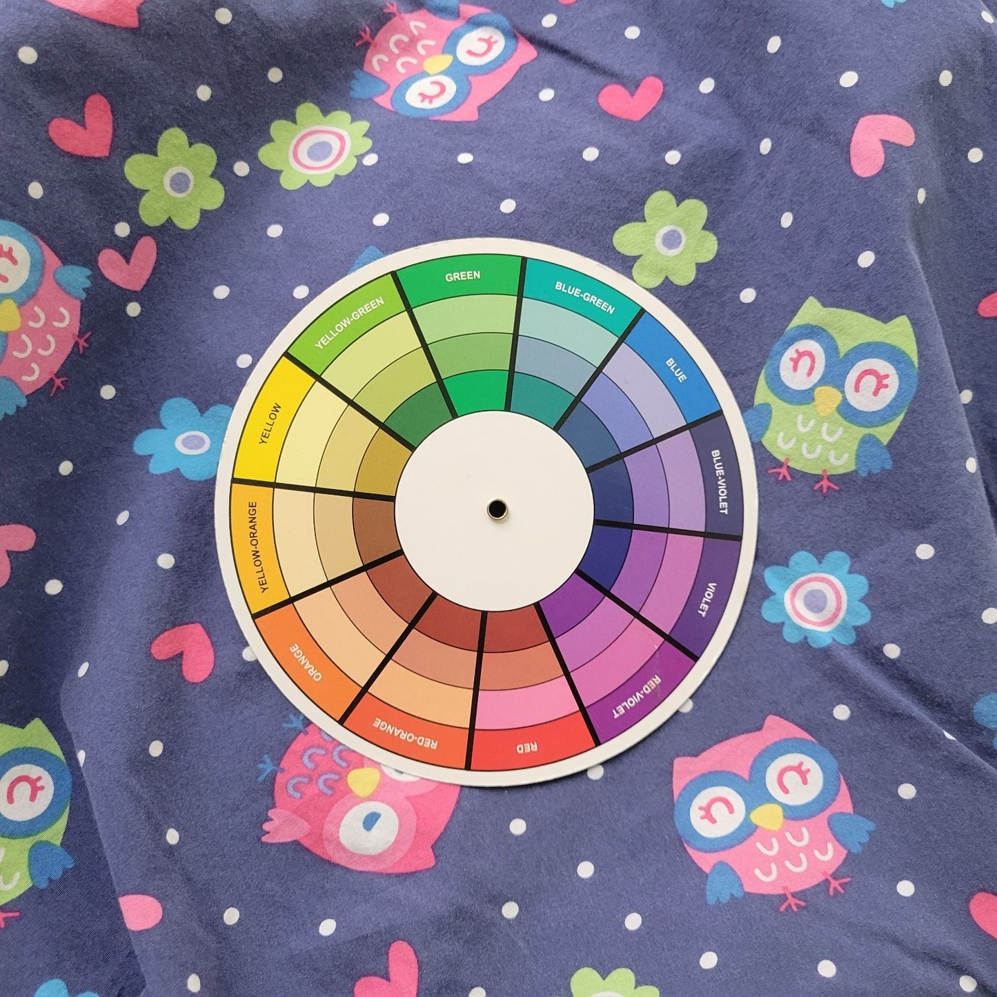 Zoe Chloe Unisex Scrub Top 2XL Plus Owls Hearts All Over Blue Cotton Medical