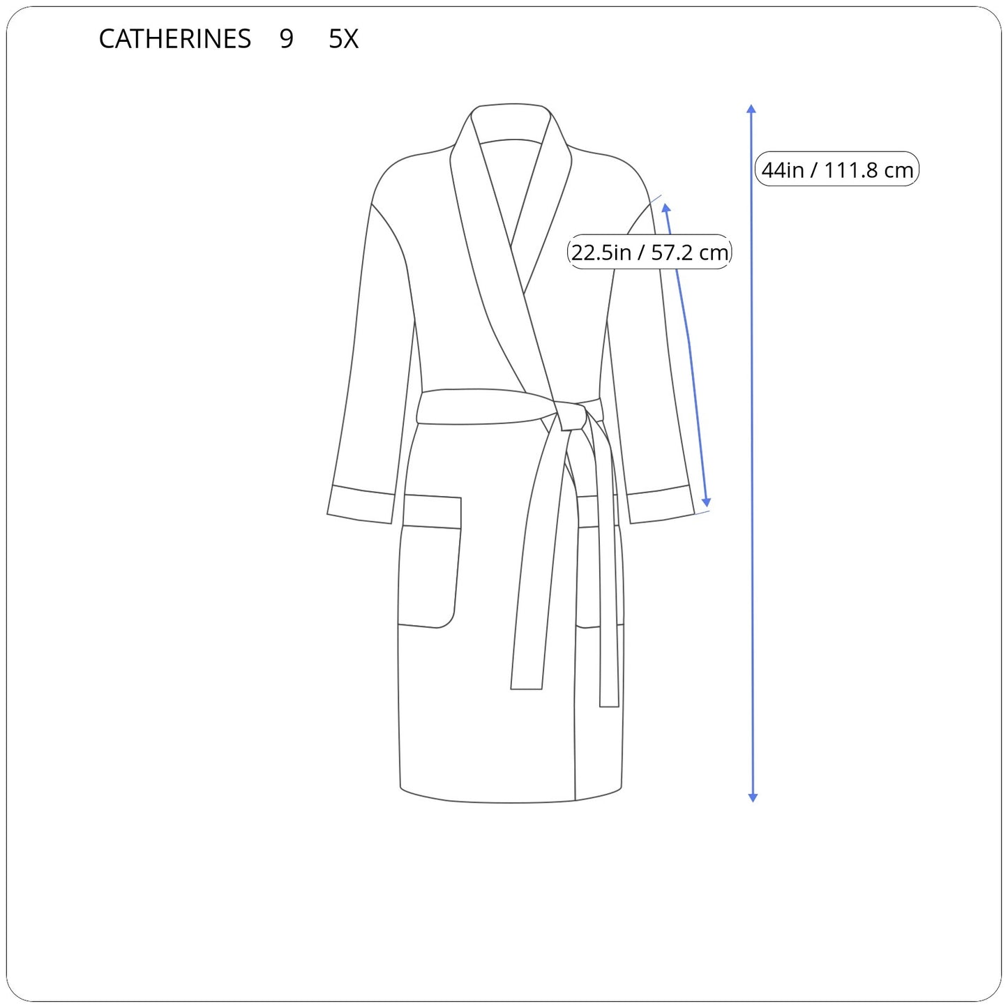 Catherines Womens 5X Plus Gray Cotton Blend Long Sleeve Belted Robe SWE123E