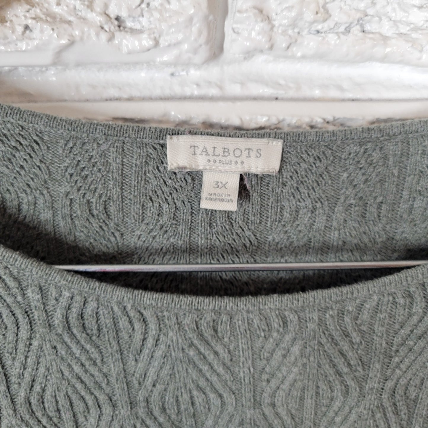 Talbots Womens Sweater 3X Plus Long Sleeve Gray Cotton Blend Casual Pullover