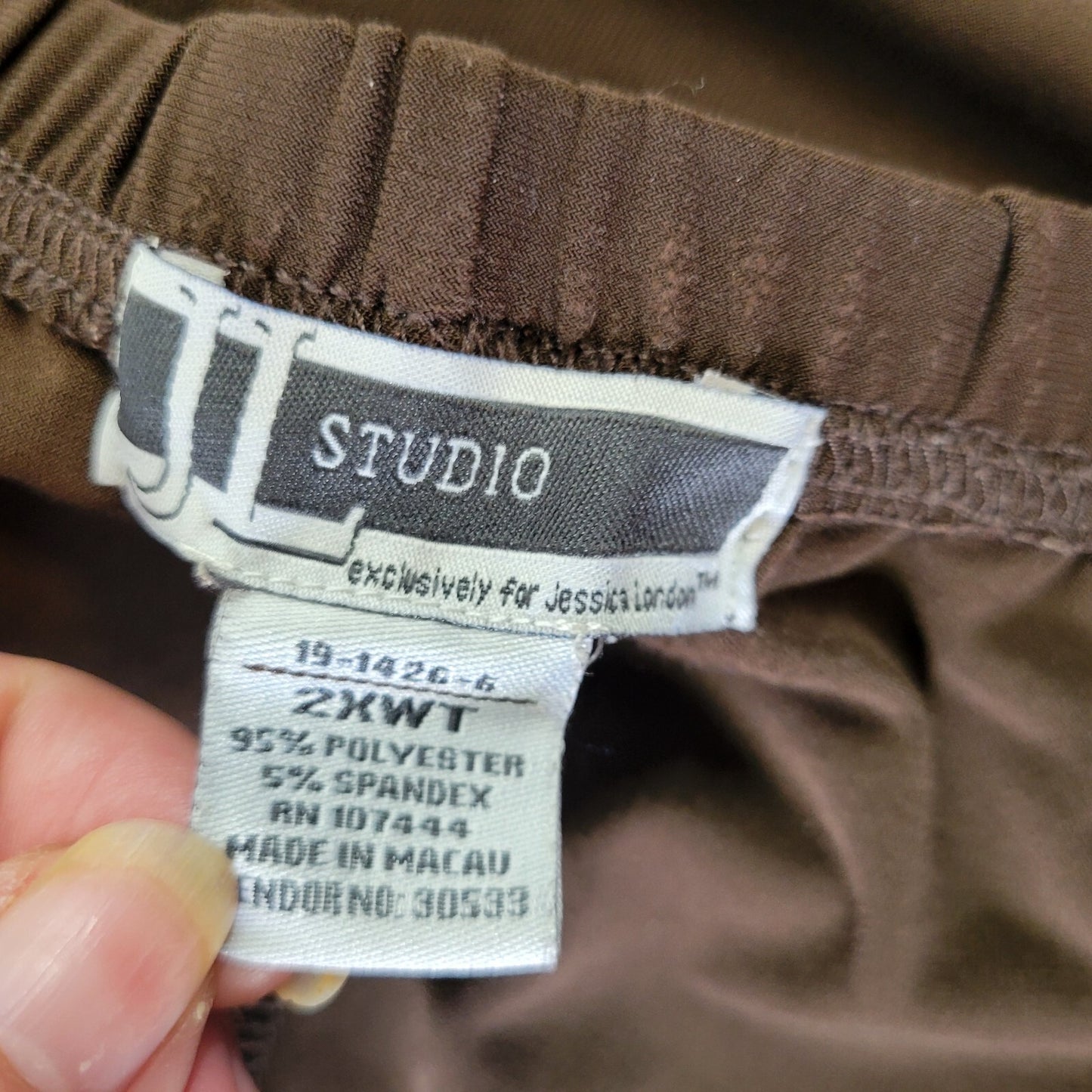 Jessica London Womens Pants 2XWT Plus Tall Pull On Brown Poly Blend Office Comfy