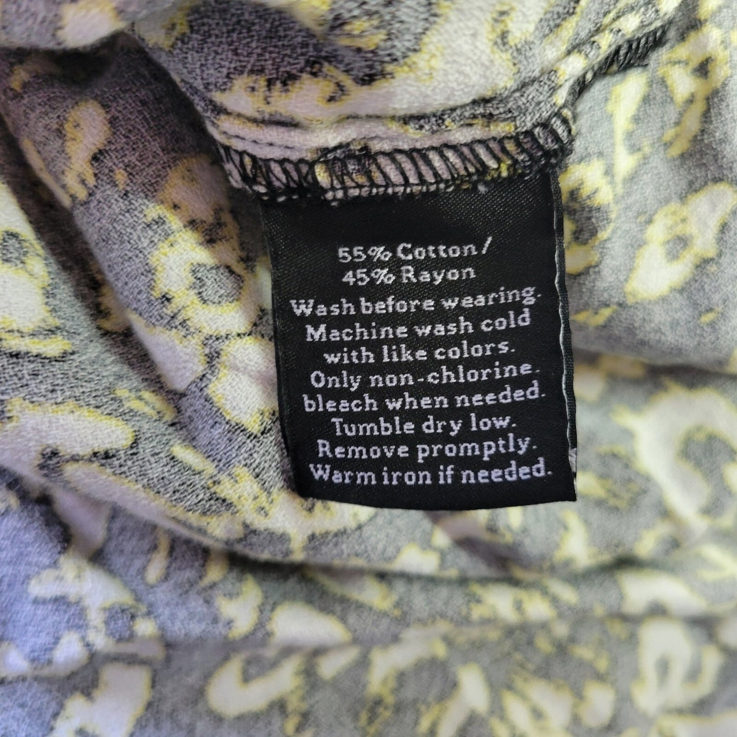 Rock Republic Women Top Extra Large XL Roll Tab Sleeve Black Animal Print Office