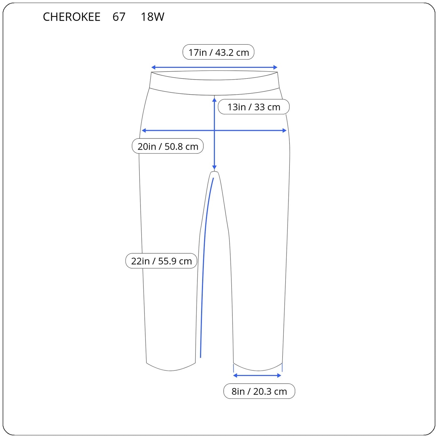 Cherokee Women’s Size 18W Capri Pants Blue Plaid Stretch Straight Leg PLA12E
