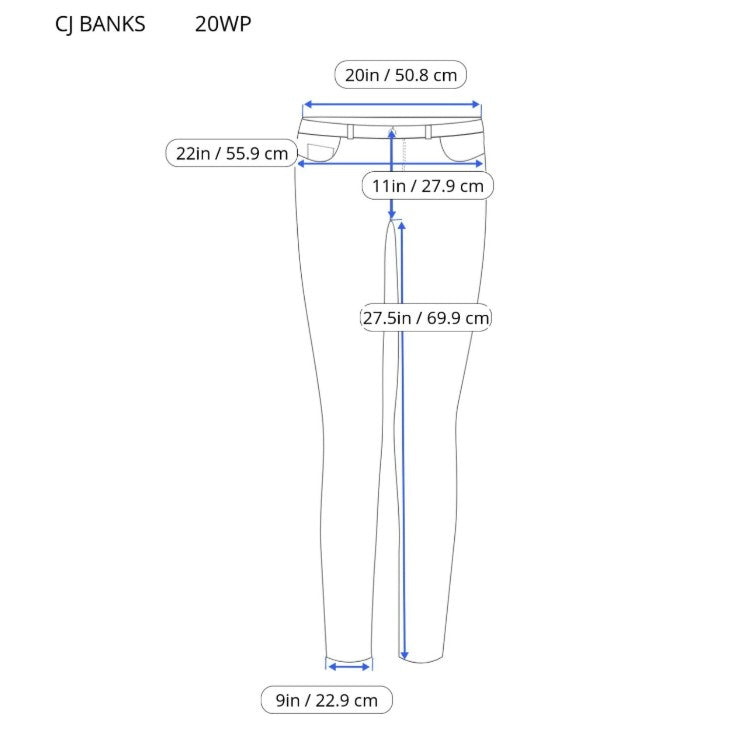 CJ Banks Women's 20WP Black Jeans Jeggings High Rise Straight Leg Elastic SL92E