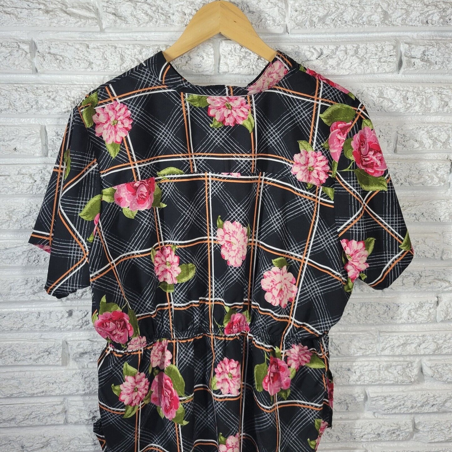 Mileage Womens Top 3X Pink Floral Asymmetric Poly Blend Drawstring Lightweight