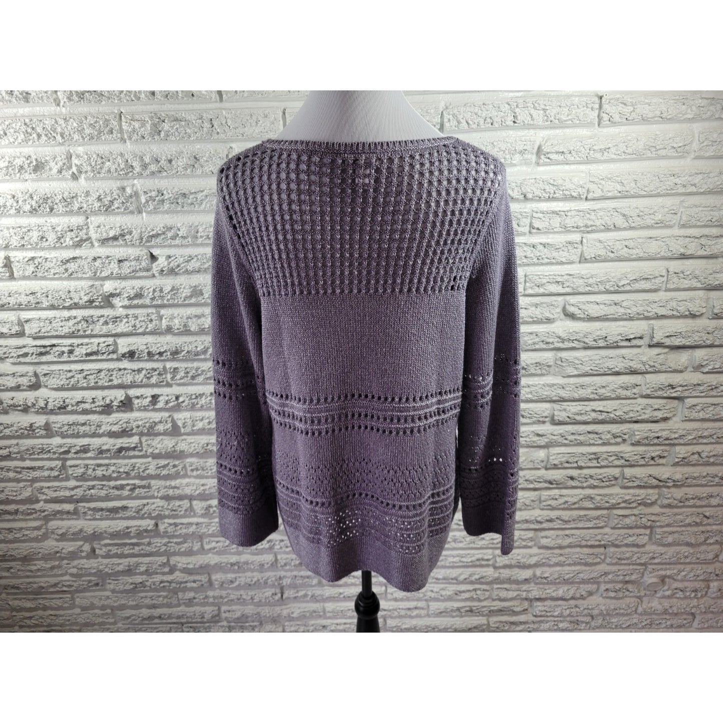 Chicos Womens Sweater 3 Standard Extra Large Pullover Lavender Office Casual