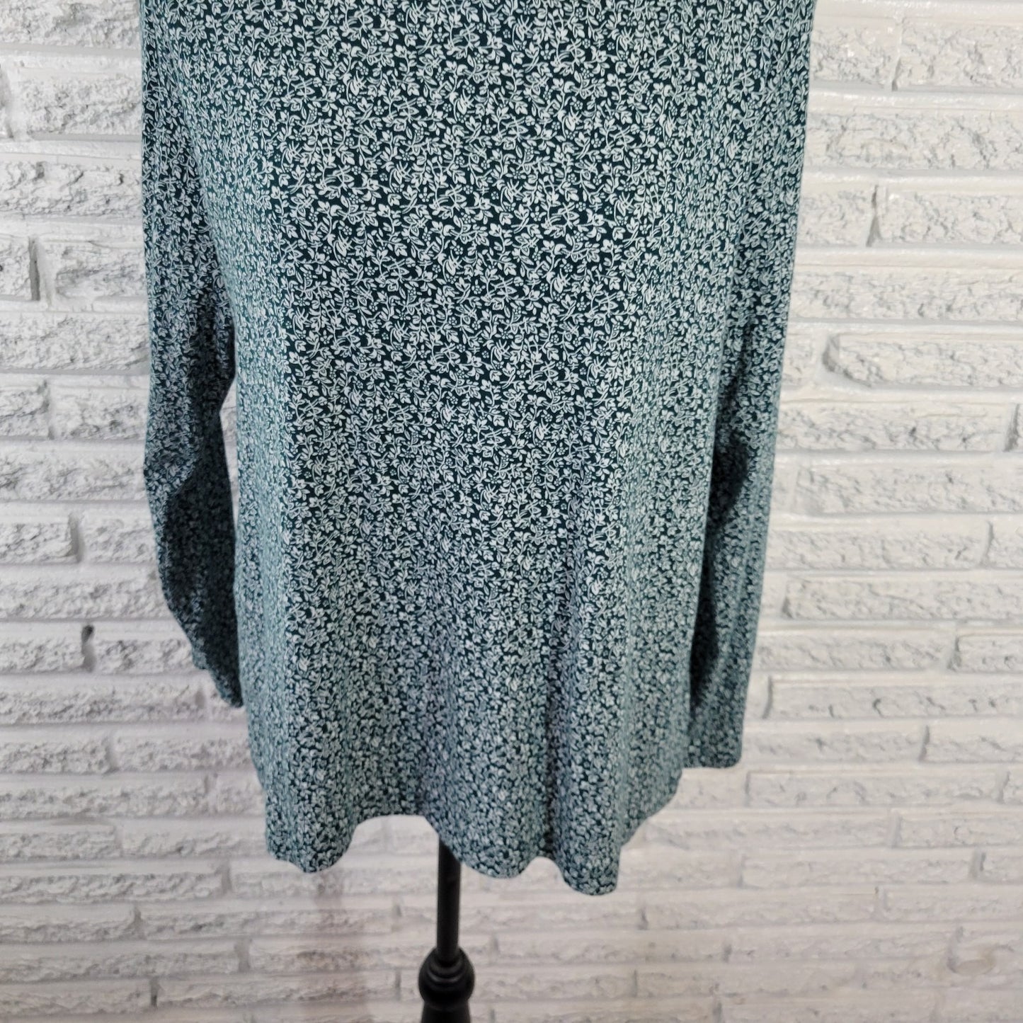 Croft & Barrow Women's XL T-Shirt Tee Green White Floral Cotton Stretch FLO335XE