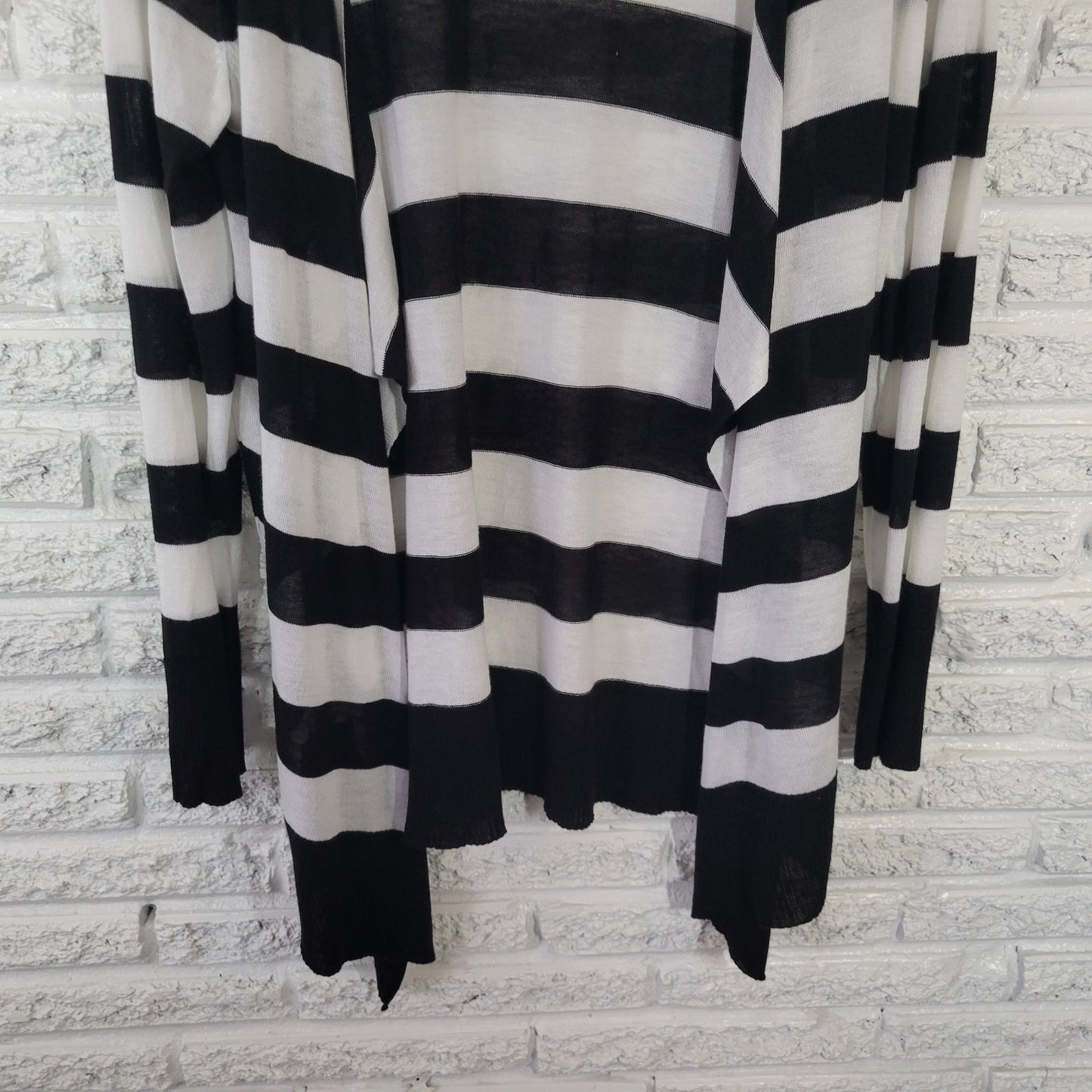 Torrid Women's 1X Sweater Cardigan Black White Striped Sheer Knit STR98E