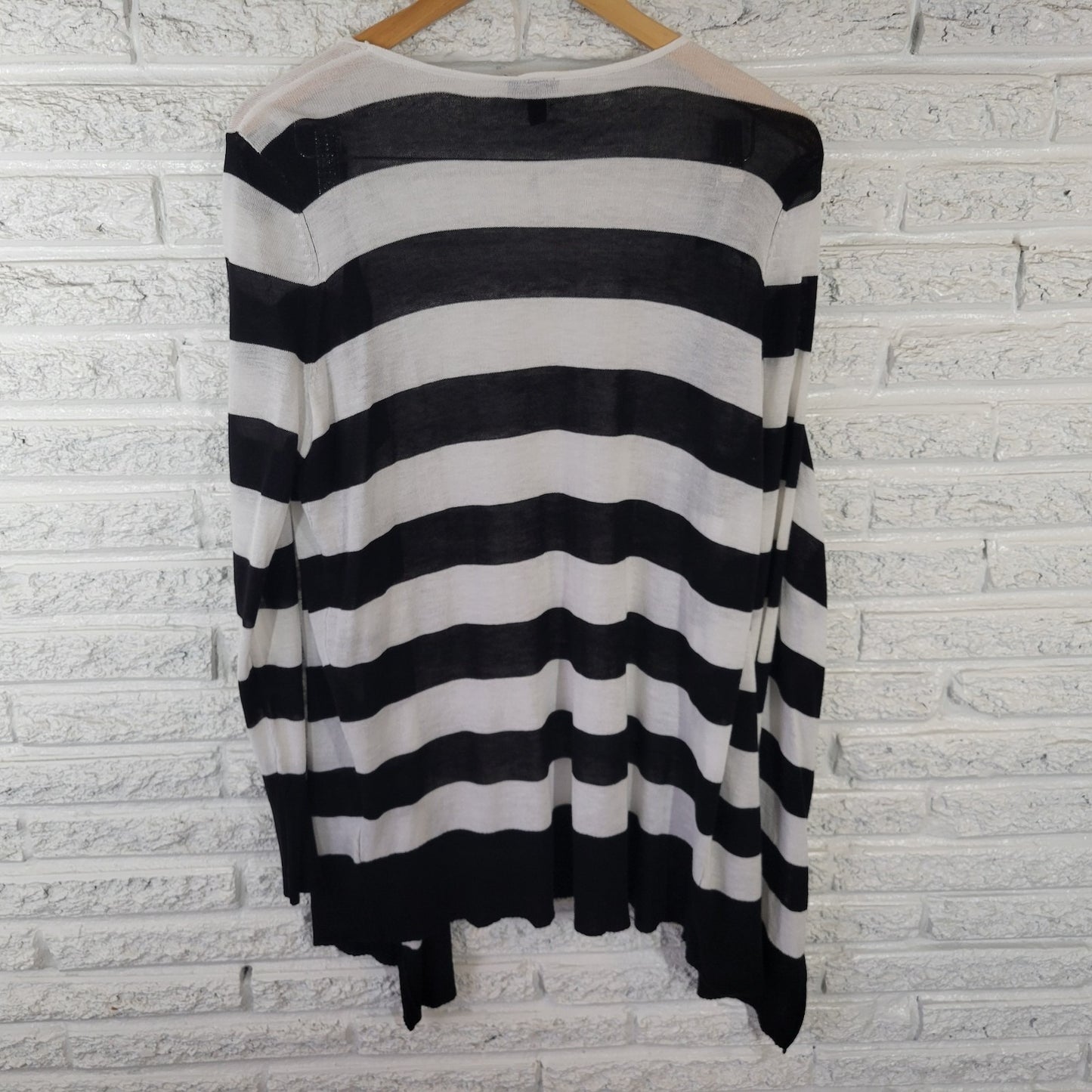 Torrid Women's 1X Sweater Cardigan Black White Striped Sheer Knit STR98E