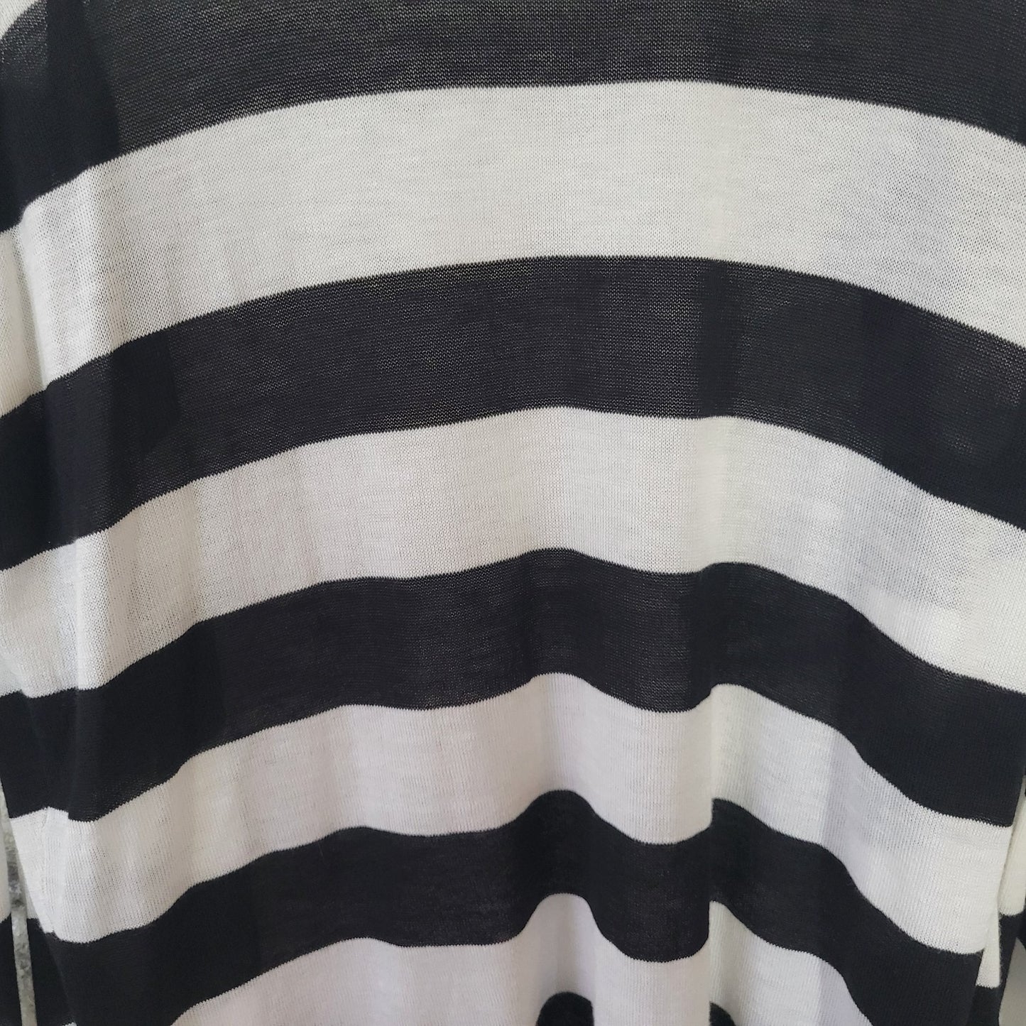 Torrid Women's 1X Sweater Cardigan Black White Striped Sheer Knit STR98E