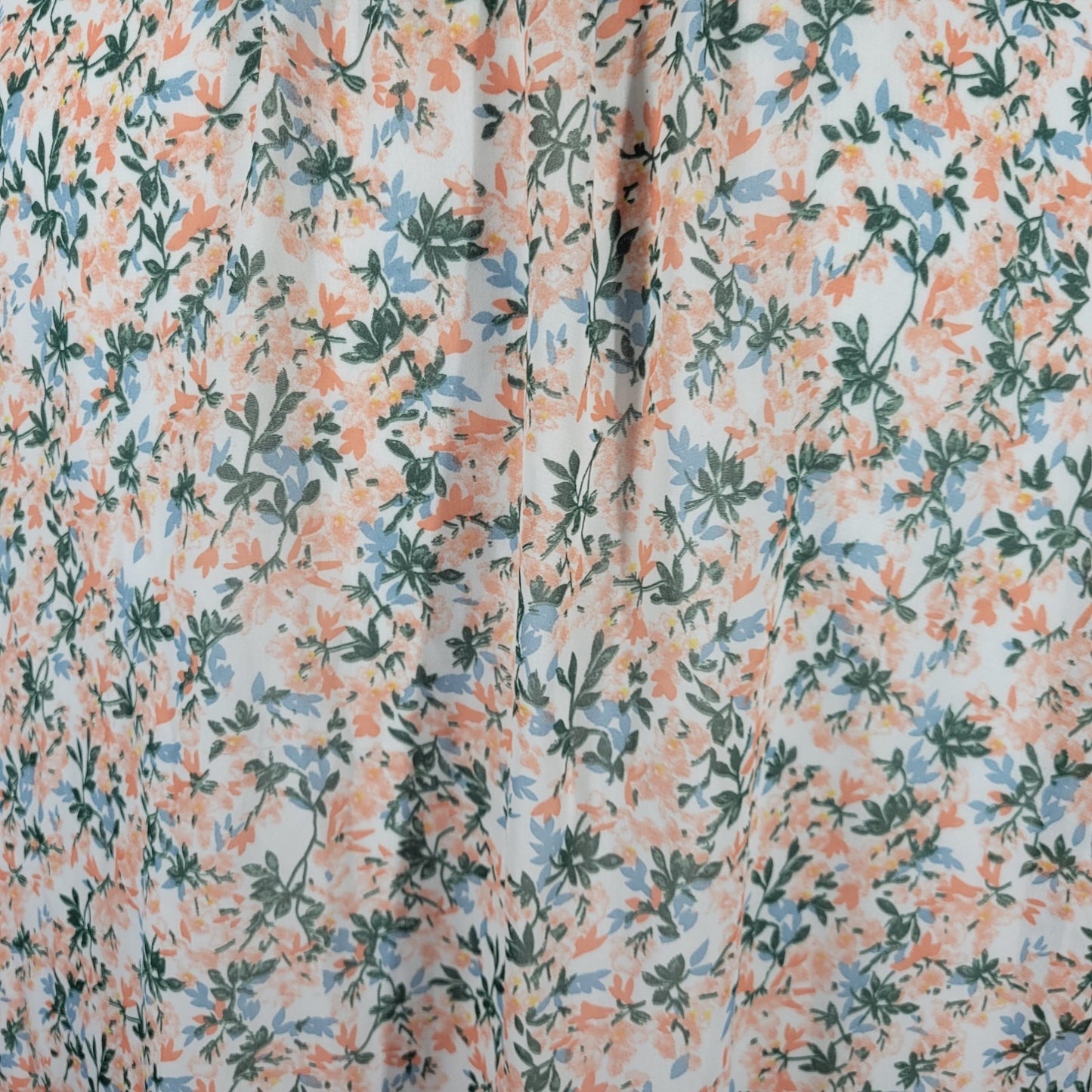 Suzanne Betro Womens Top 2X Plus Ruffle Neck Blue Floral Casual Semi Sheer Lined