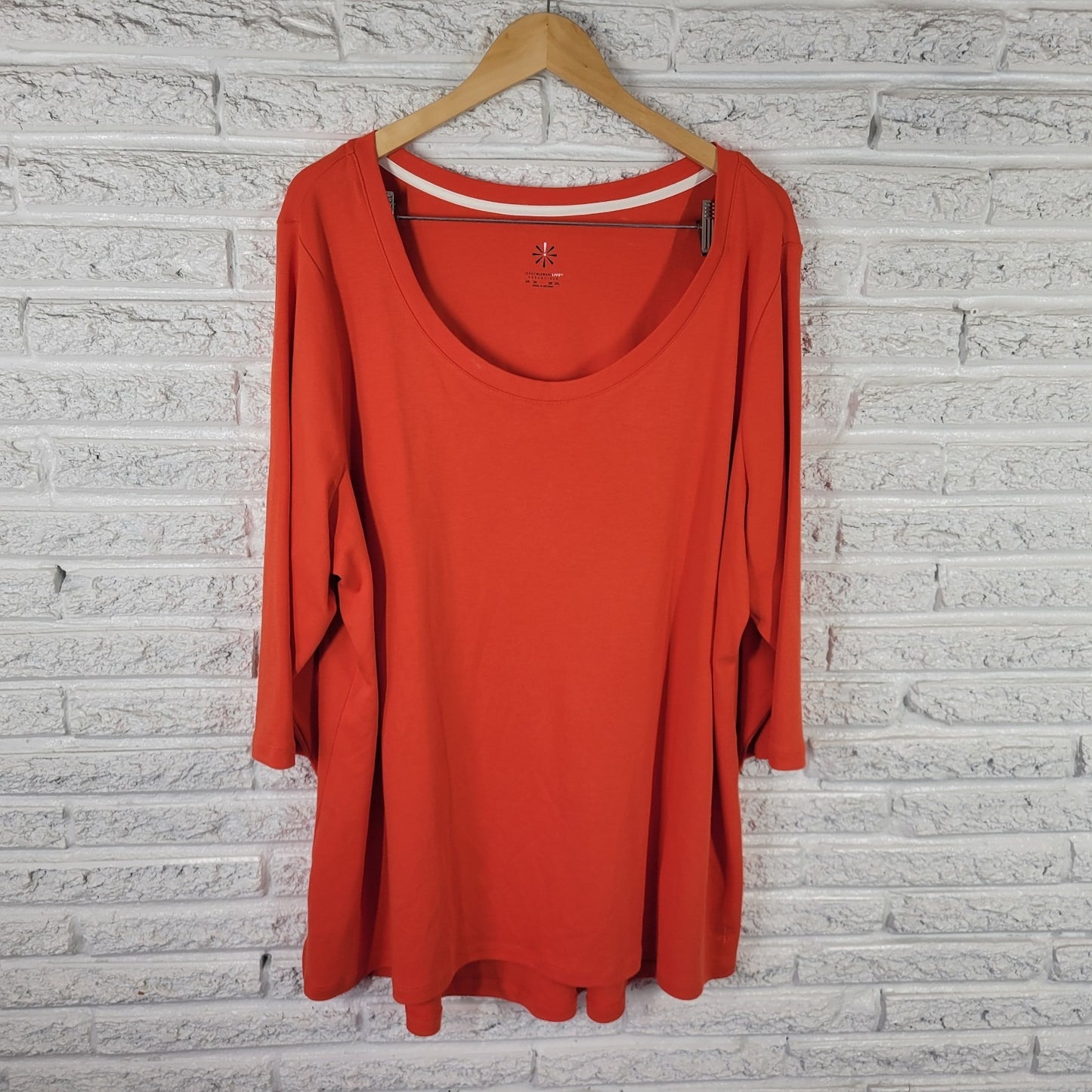 Isaac Mizrahi Live QVC Womens Top 3X Plus Tunic Orange Cotton Asymmetric Casual