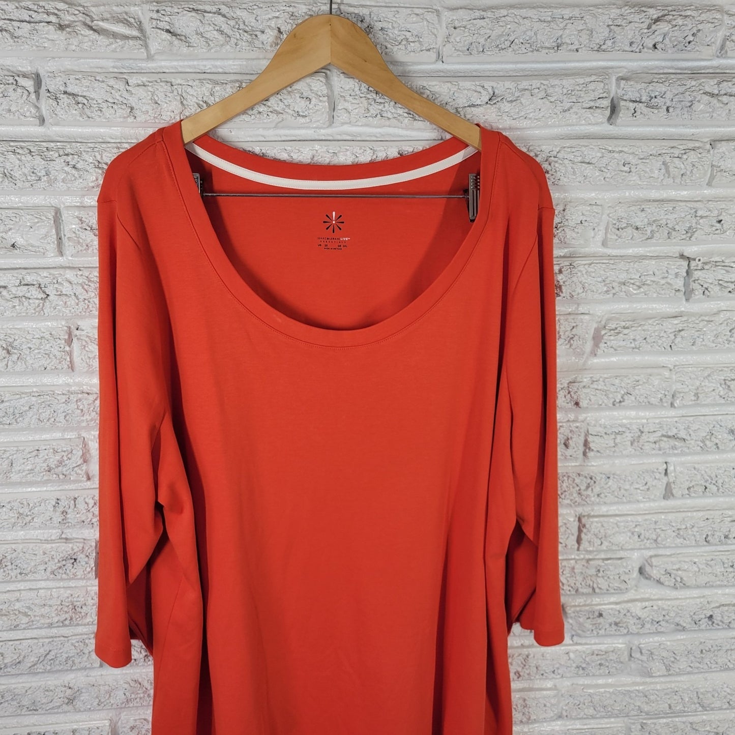 Isaac Mizrahi Live QVC Womens Top 3X Plus Tunic Orange Cotton Asymmetric Casual
