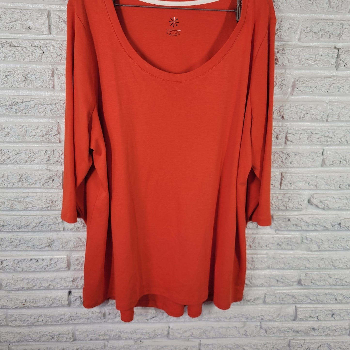 Isaac Mizrahi Live QVC Womens Top 3X Plus Tunic Orange Cotton Asymmetric Casual