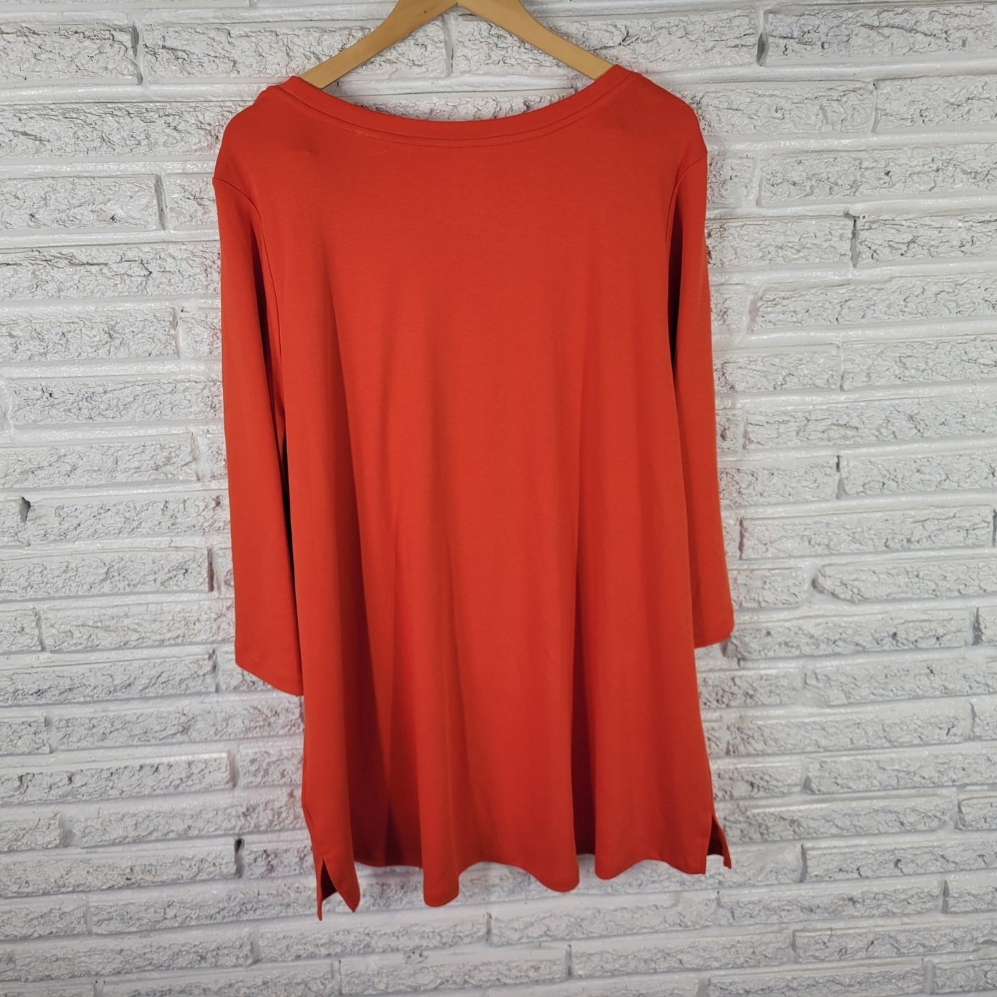 Isaac Mizrahi Live QVC Womens Top 3X Plus Tunic Orange Cotton Asymmetric Casual