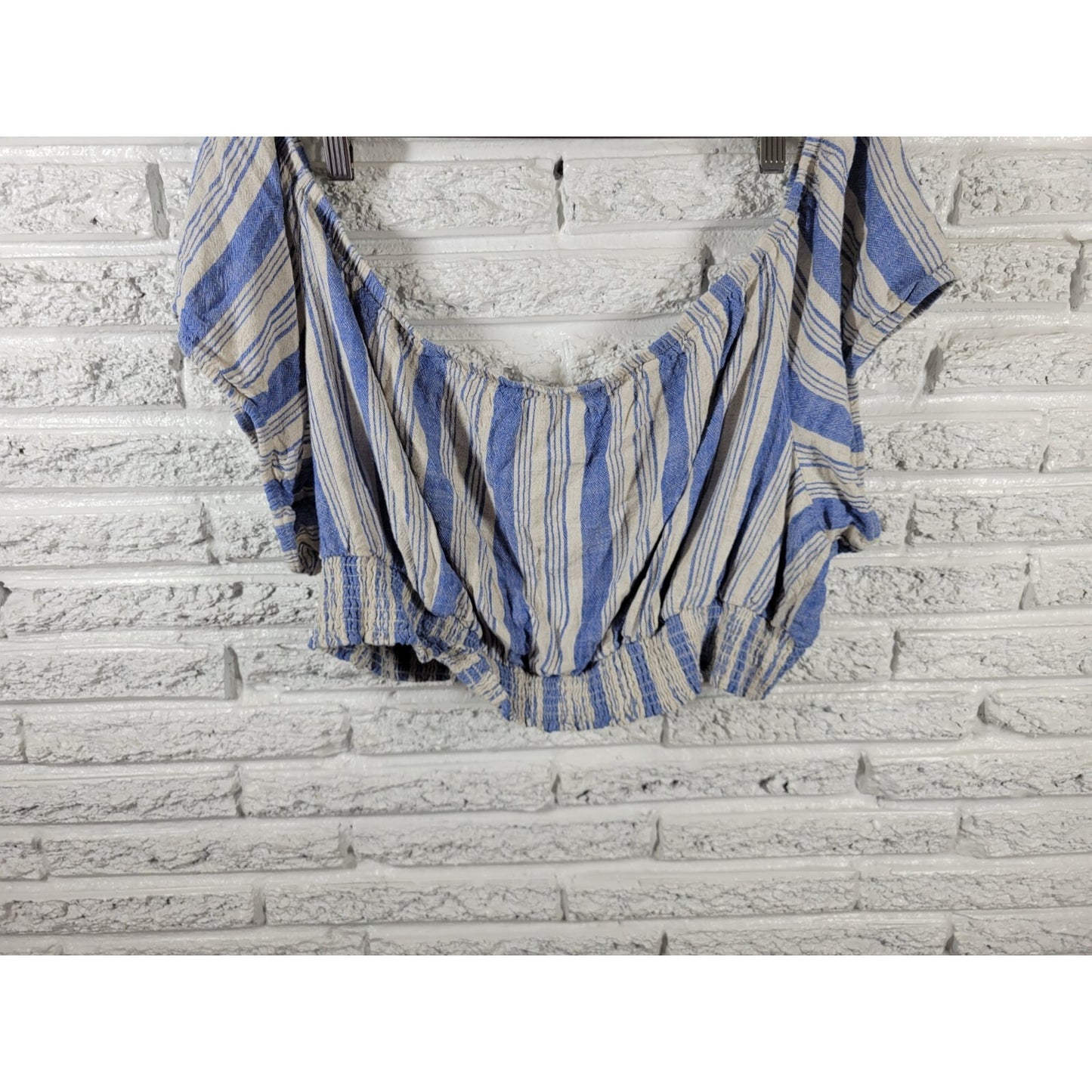 Torrid Womens Top 5 5X Plus Crop Cap Sleeve On Off Shoulder Lightweight Blue