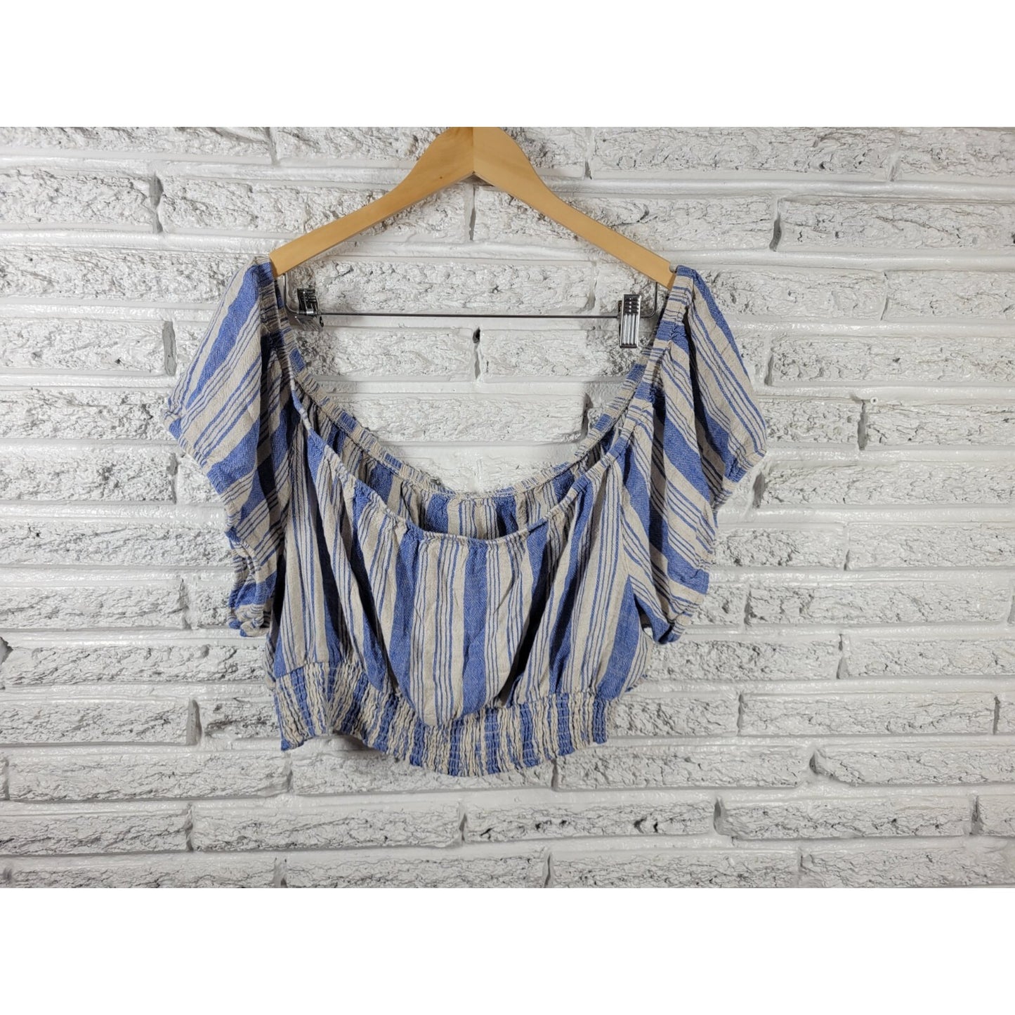 Torrid Womens Top 5 5X Plus Crop Cap Sleeve On Off Shoulder Lightweight Blue