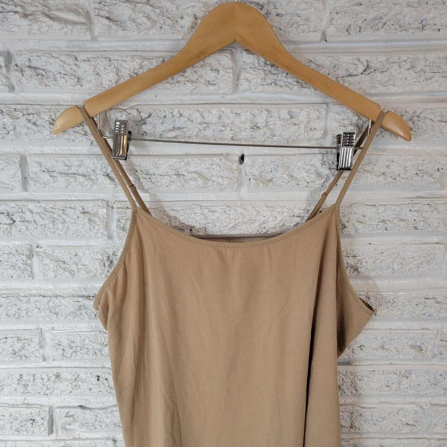 Time Tru Womens Top XL Camisole Beige Lightweight Adjustable Spaghetti Strap