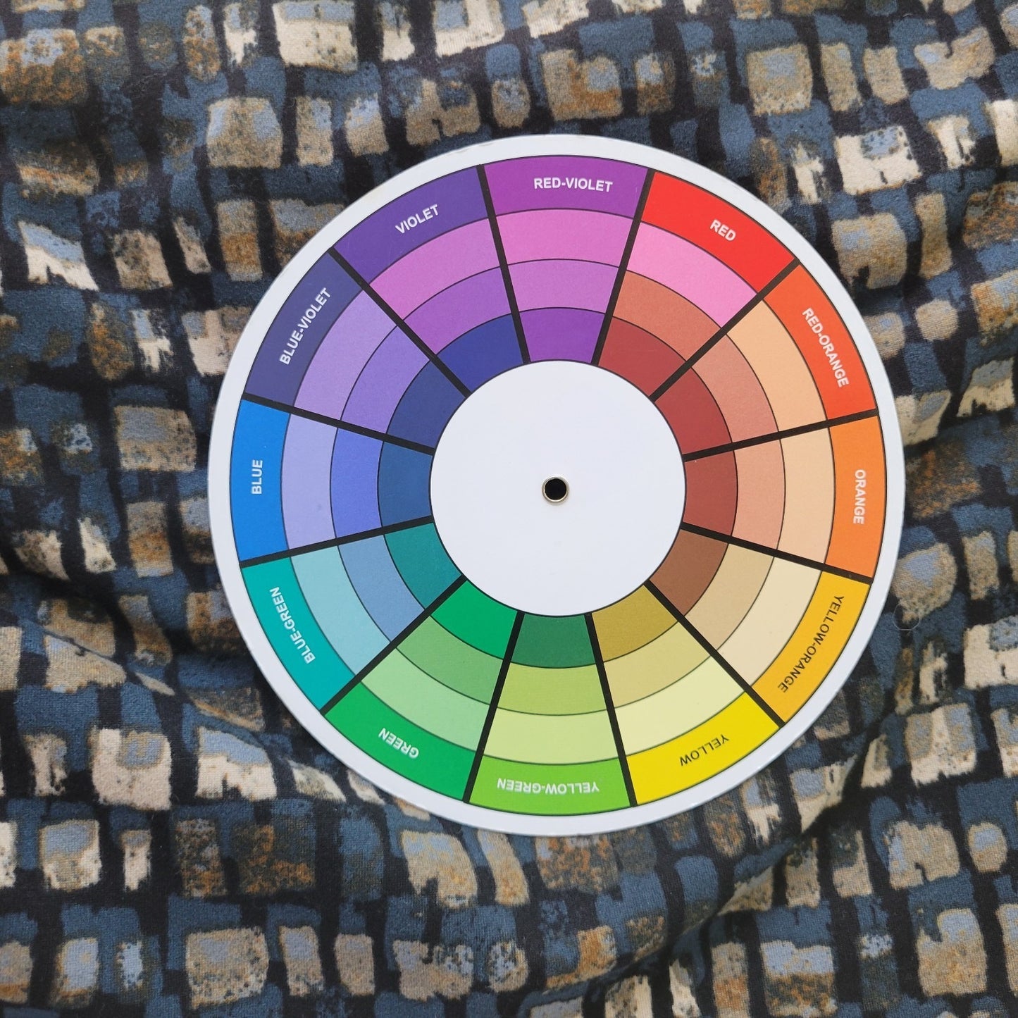 Susan Graver QVC Womens Top XL Ruched Bell Sleeve Blue Geometric Poly Blend