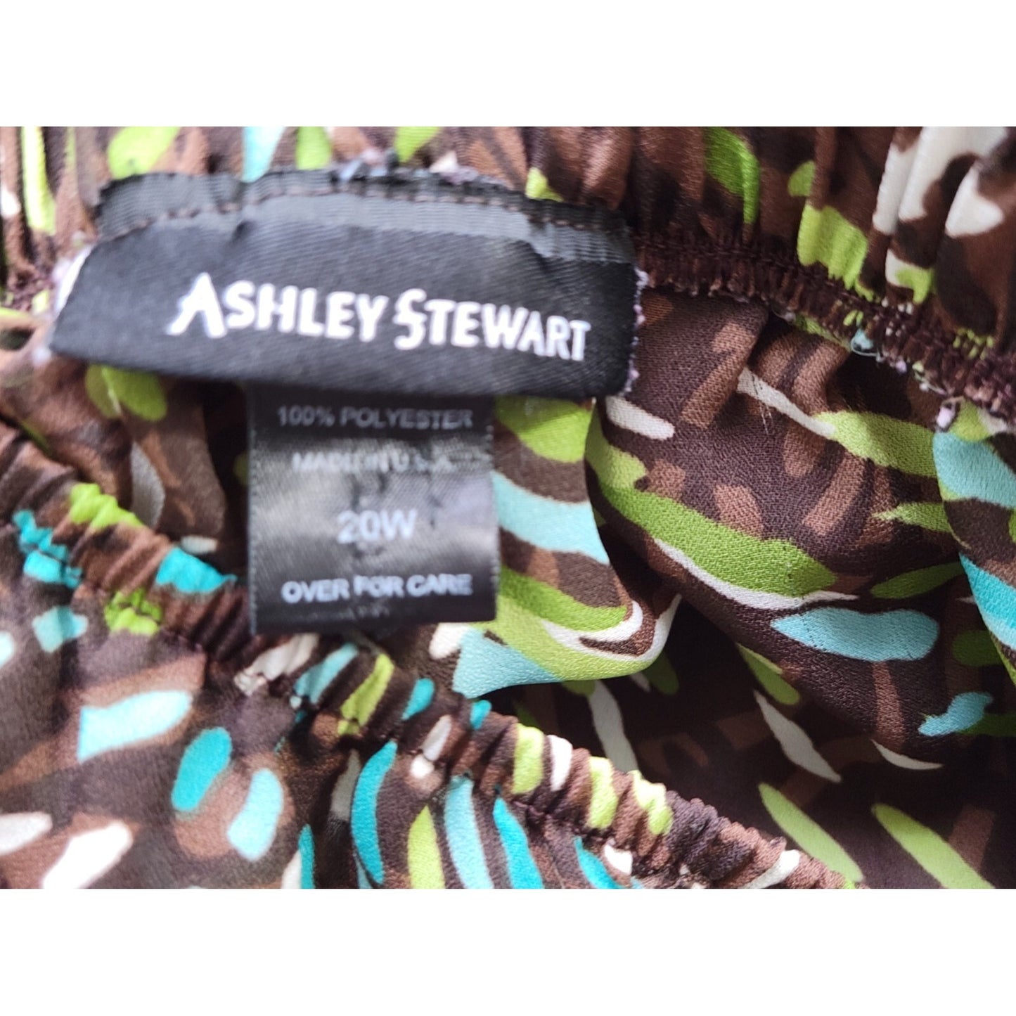 Ashley Stewart Women Top 20W Plus Short Sleeve On Off Shoulder Blue Watercolor