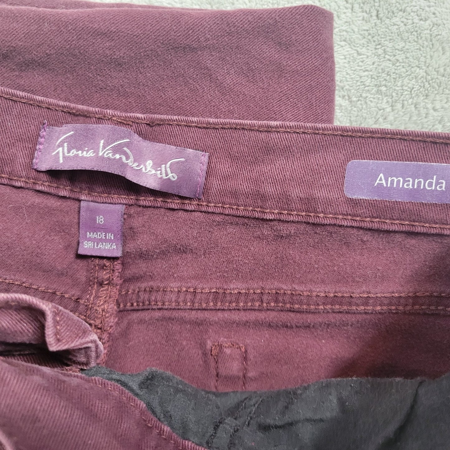 Gloria Vanderbilt Amanda Womens Jeans 18 Short Petite Purple Denim Comfy Zip Fly