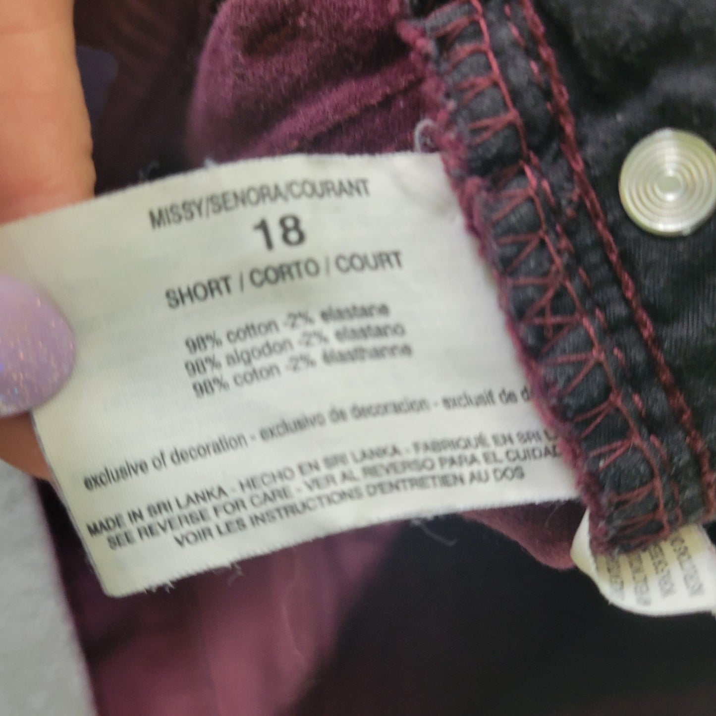 Gloria Vanderbilt Amanda Womens Jeans 18 Short Petite Purple Denim Comfy Zip Fly