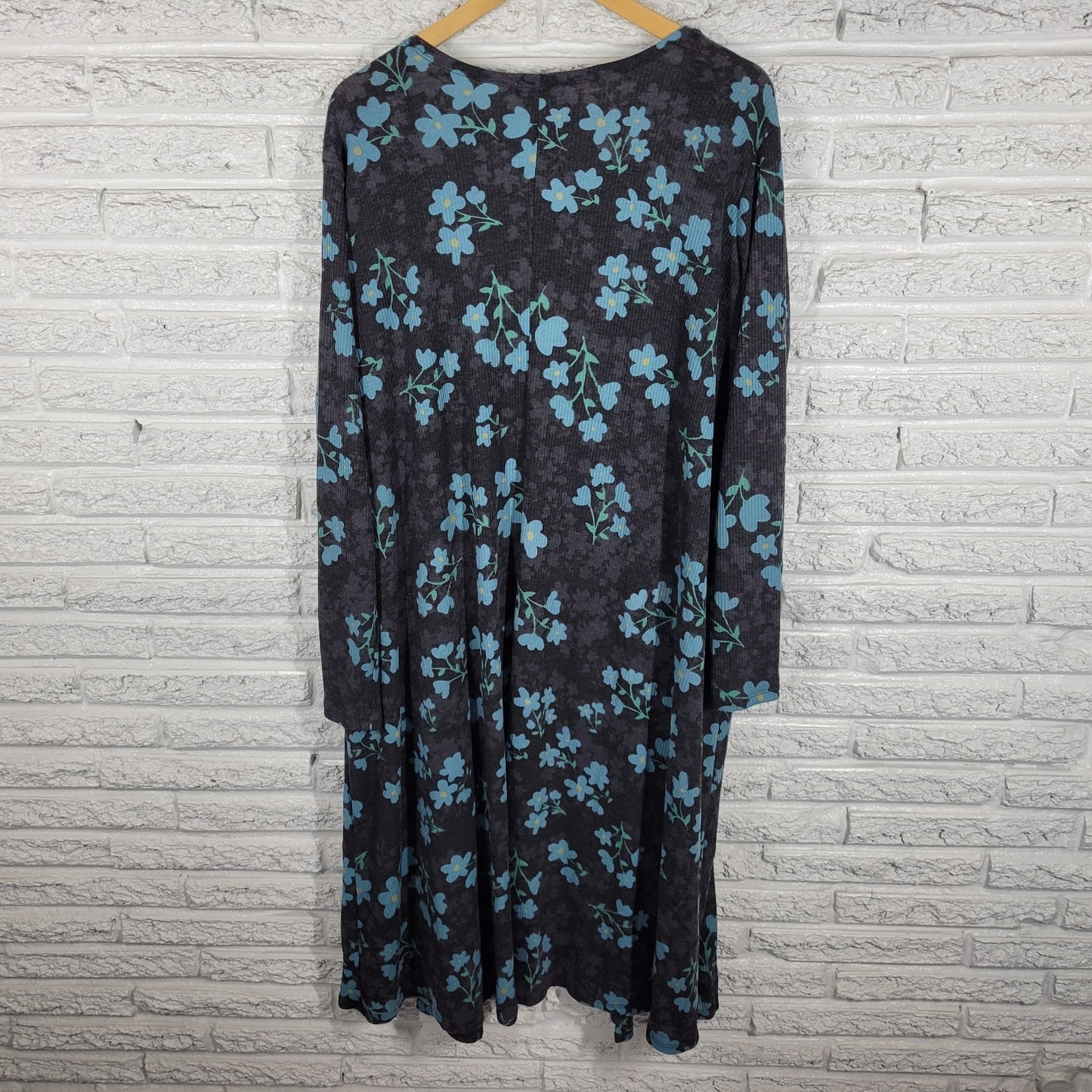 Lularoe Womens Top Extra Large XL Cardigan Open Blue Floral Pockets Poly Blend