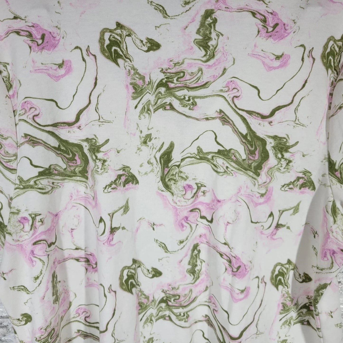 Style&Co Women's 3X Plus V-Neck Tunic Top Pink Green Marbled WAT1XE