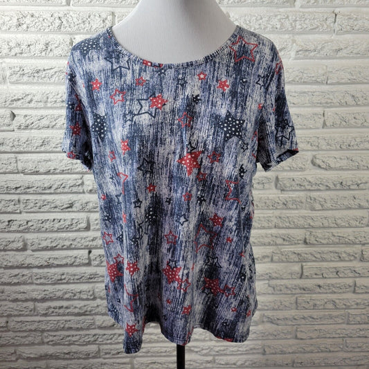 Fourth of July Christopher Banks Womens Top XL Tee Patriotic Stars Lightweight