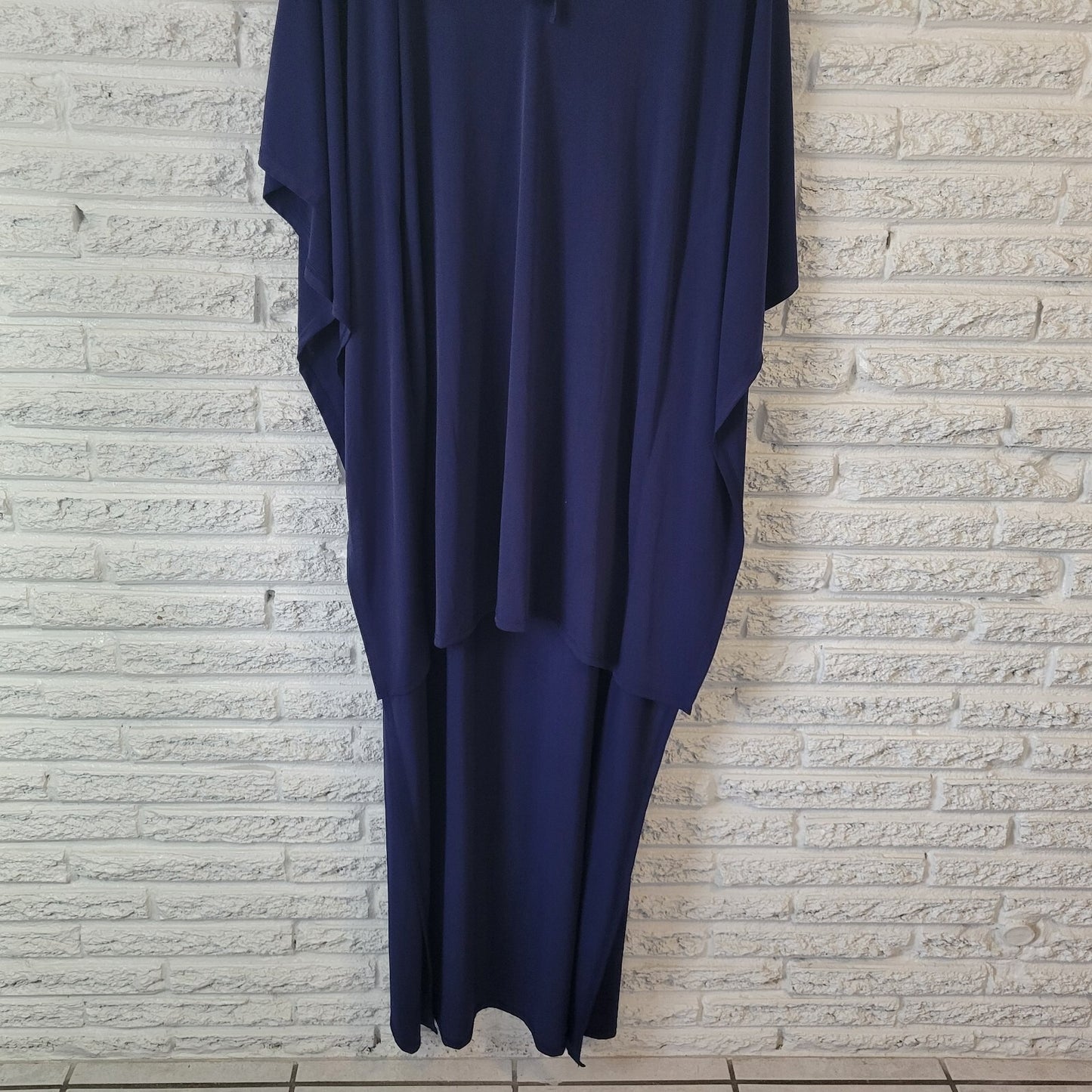 Venus Women Dress Extra Large XL Batwing Sleeve Blue High Low Poly Blend Keyhole