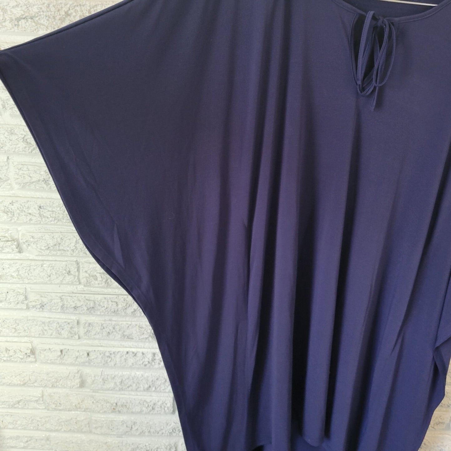 Venus Women Dress Extra Large XL Batwing Sleeve Blue High Low Poly Blend Keyhole