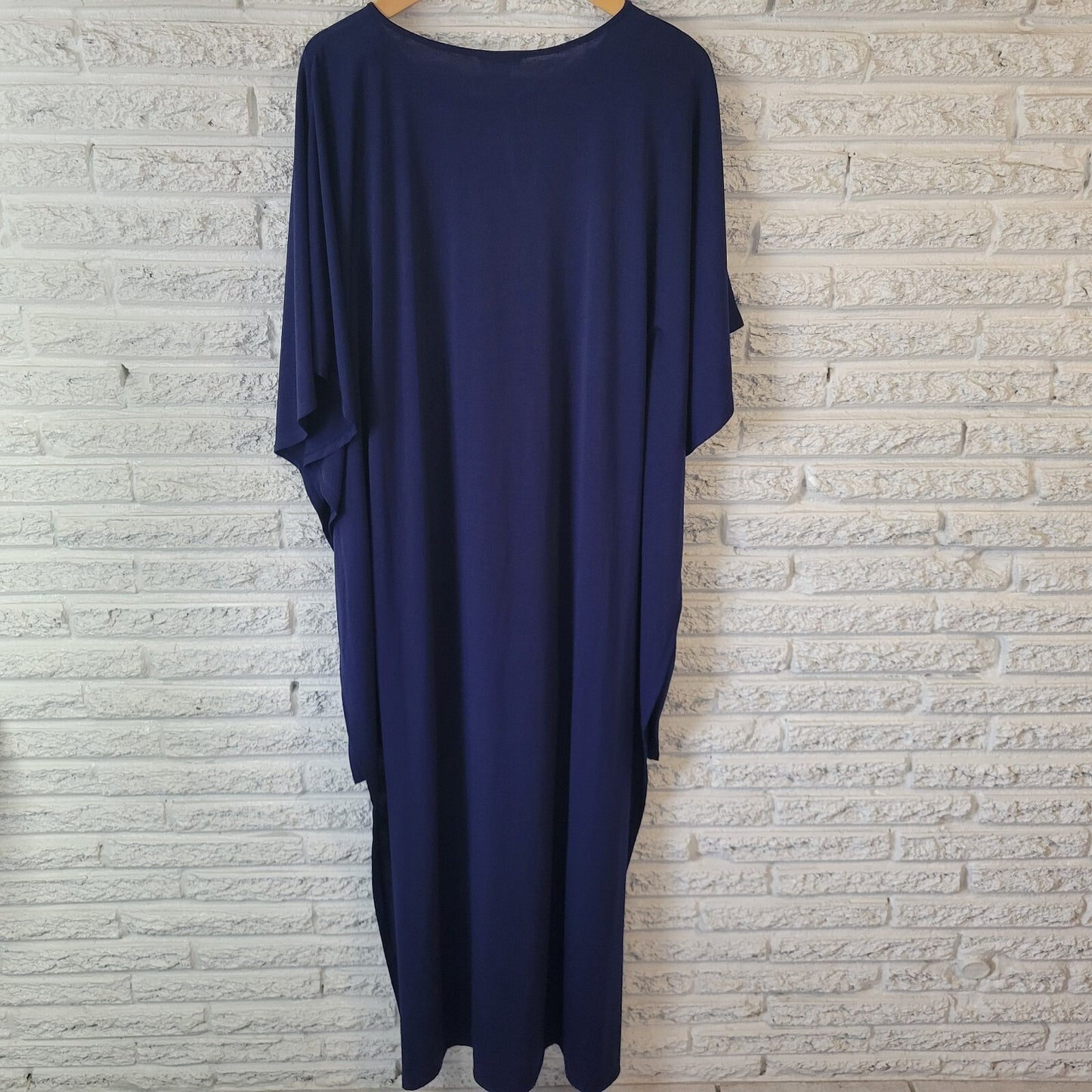 Venus Women Dress Extra Large XL Batwing Sleeve Blue High Low Poly Blend Keyhole