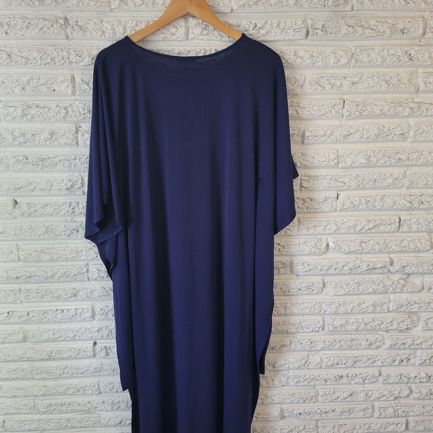 Venus Women Dress Extra Large XL Batwing Sleeve Blue High Low Poly Blend Keyhole