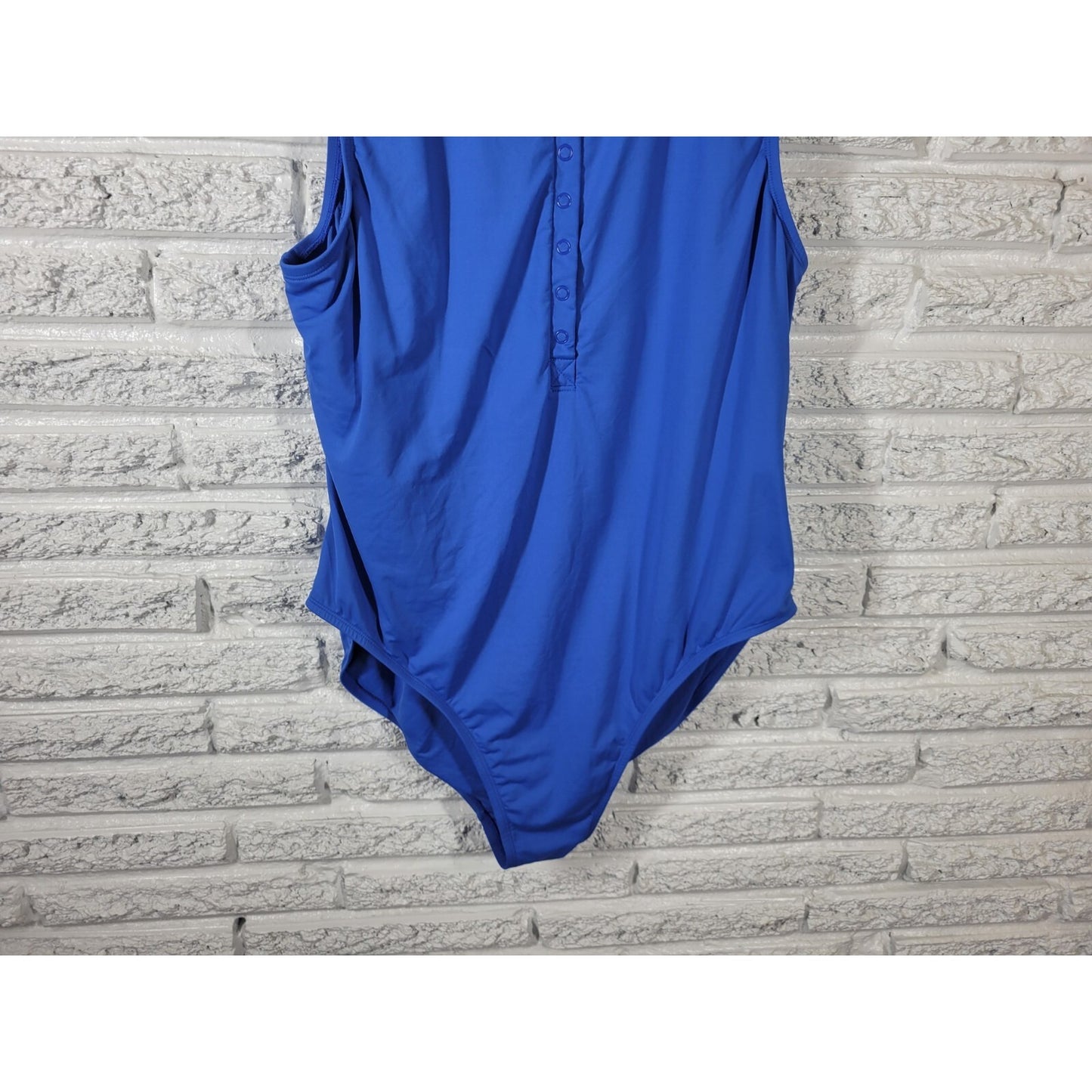 Andie Womens Bodysuit 1X Plus Snap Up Blue One Piece Sleeveless Intimates