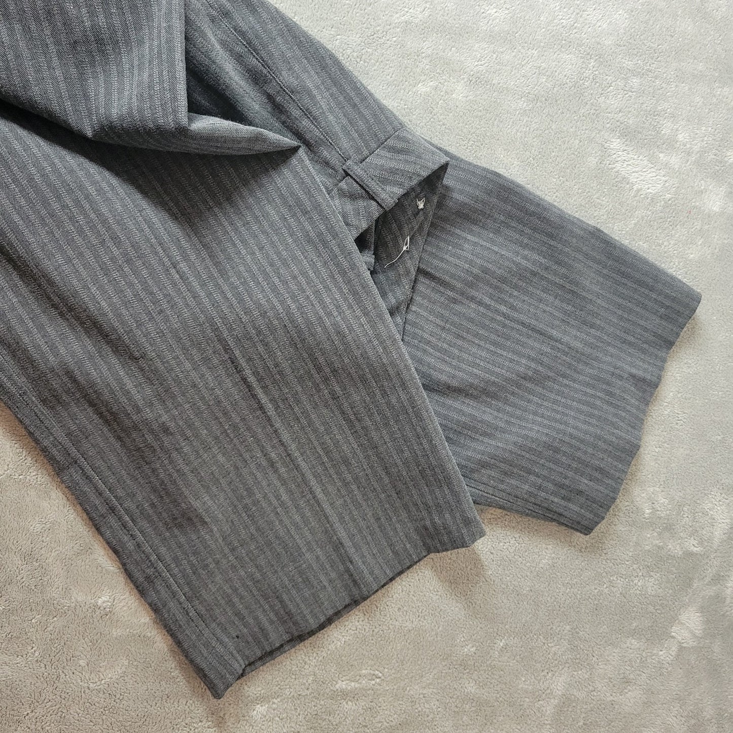 Worthington Women Pants 20W Plus Straight Leg Gray Stripe Office Pockets Zip Fly