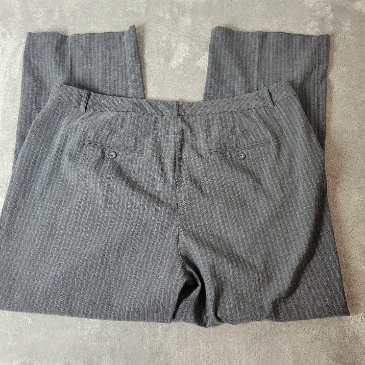 Worthington Women Pants 20W Plus Straight Leg Gray Stripe Office Pockets Zip Fly