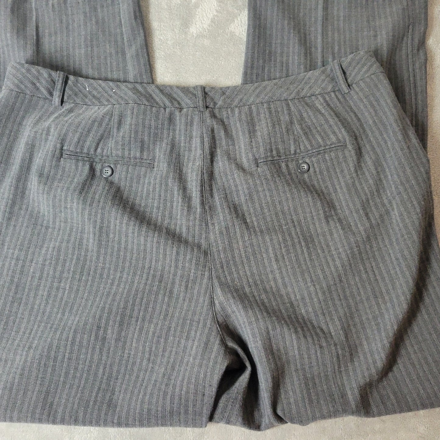 Worthington Women Pants 20W Plus Straight Leg Gray Stripe Office Pockets Zip Fly