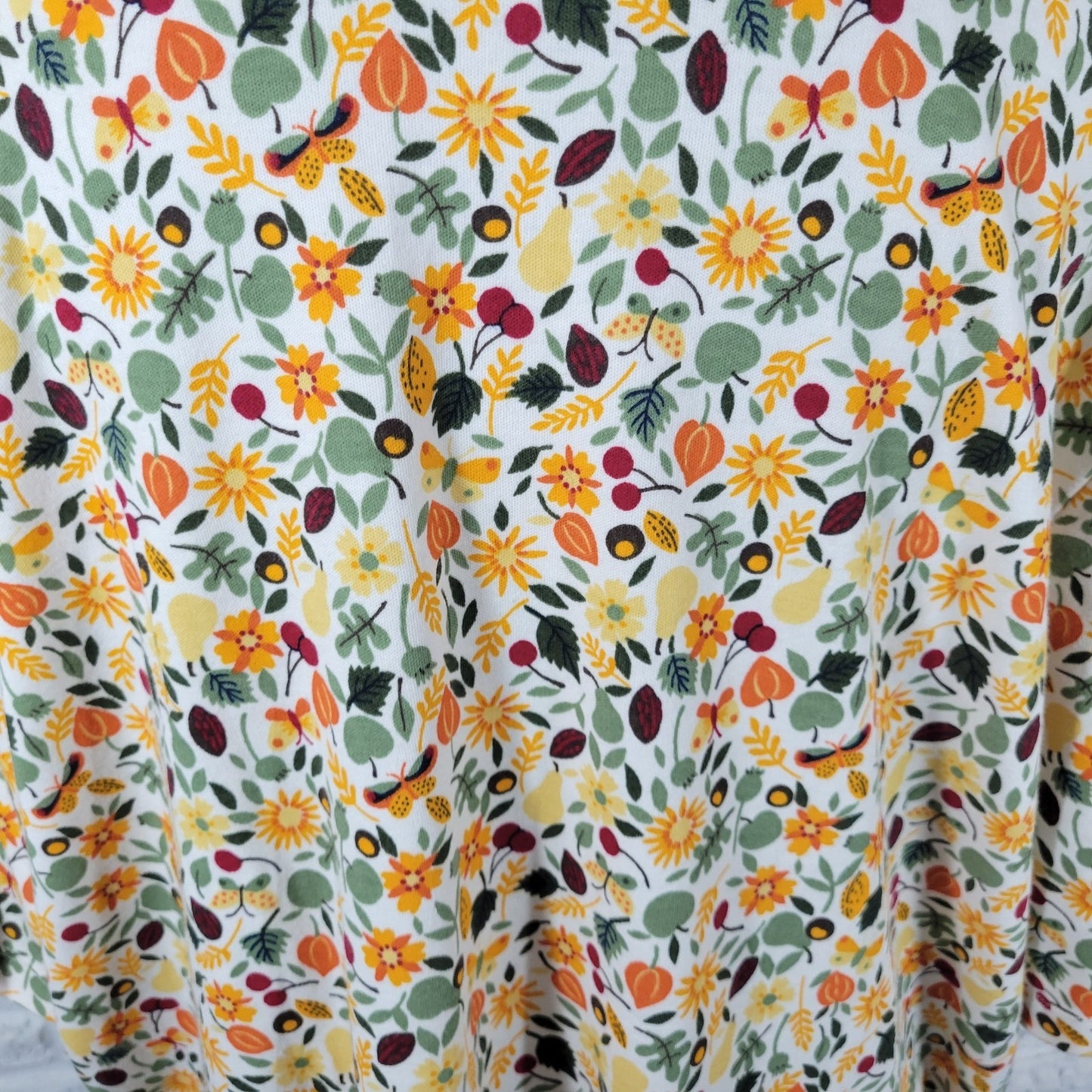 Liz Me Womens Top 1X 18 20 Plus Tee Tunic Yellow Green Flora Comfyl Cotton Blend