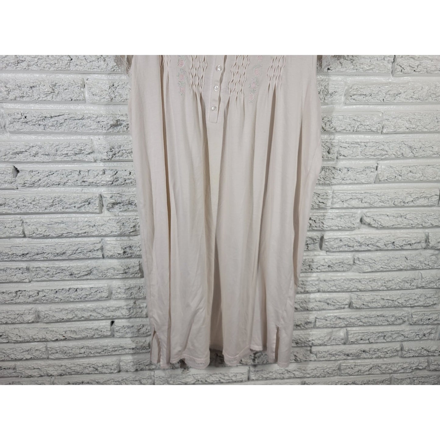 Miss Elaine Womens Robe 1X Plus White Embroider Cinched Lounge Lace Trim