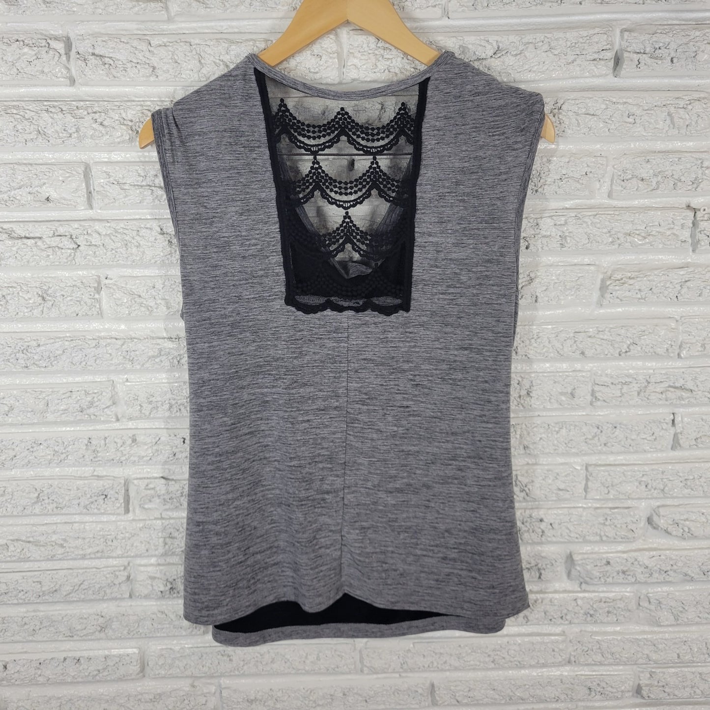 New Directions Womens Top Extra Large Sleeveless Gray Heather Mesh Back Ruched