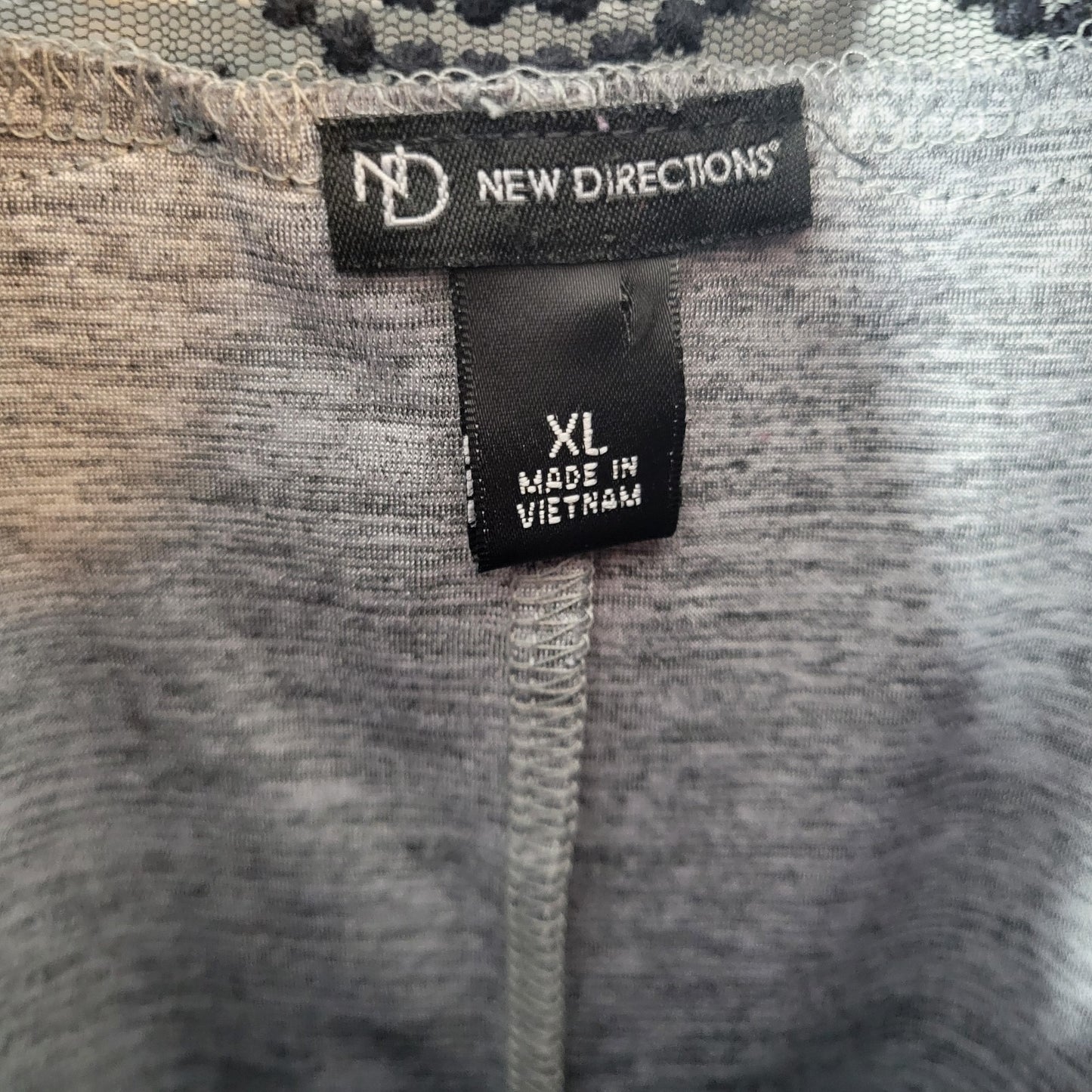 New Directions Womens Top Extra Large Sleeveless Gray Heather Mesh Back Ruched