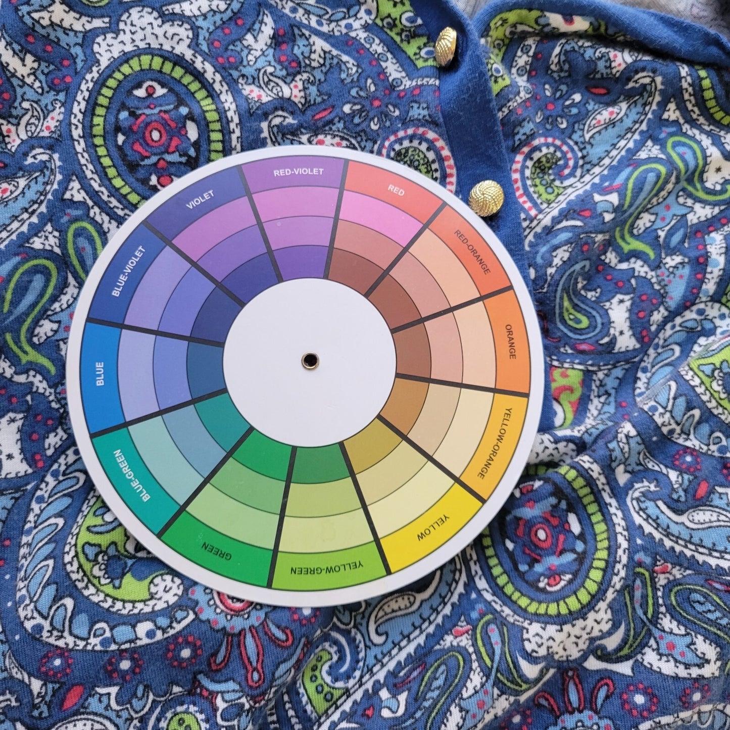 Talbots Womens Top 2X Plus 3/4 Sleeve Blue Green Paisley Comfy Quarter Button