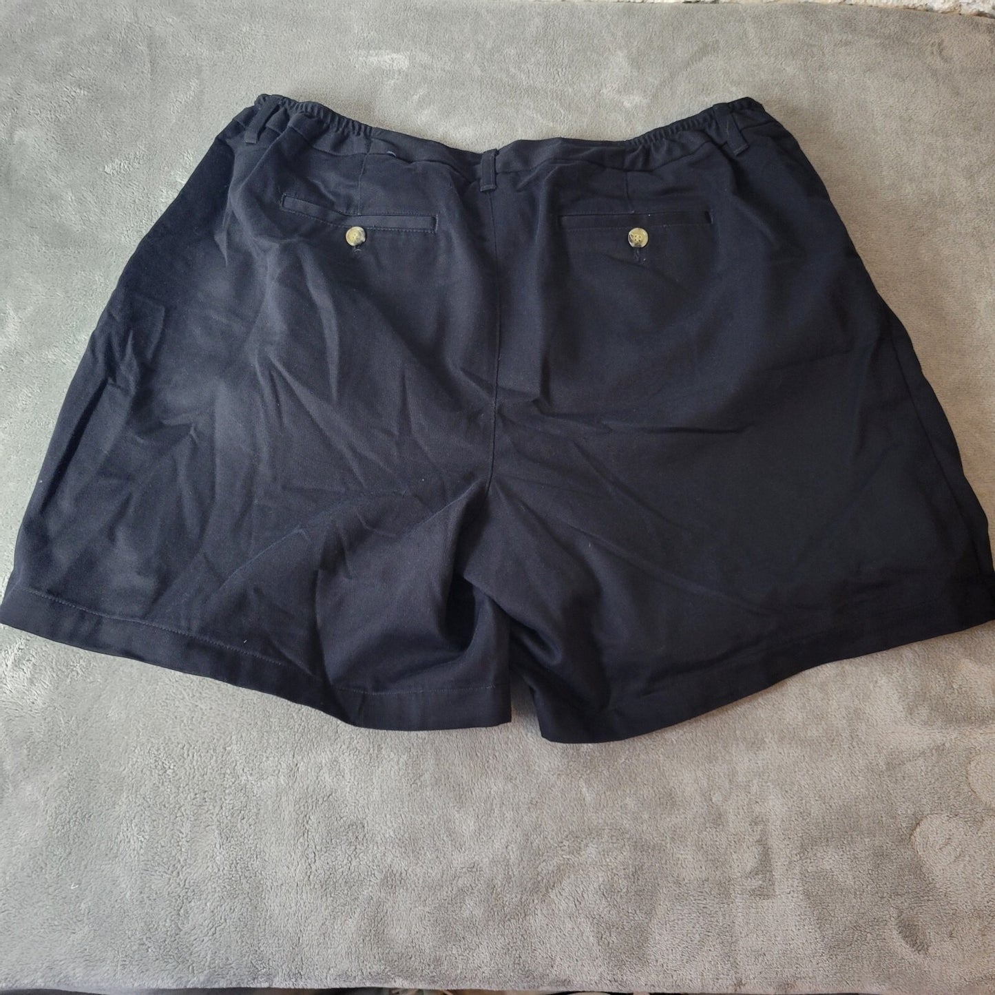Liz Claiborne Audra Women Shorts 22W Plus Black Cotton Pockets Zip Elastic Waist