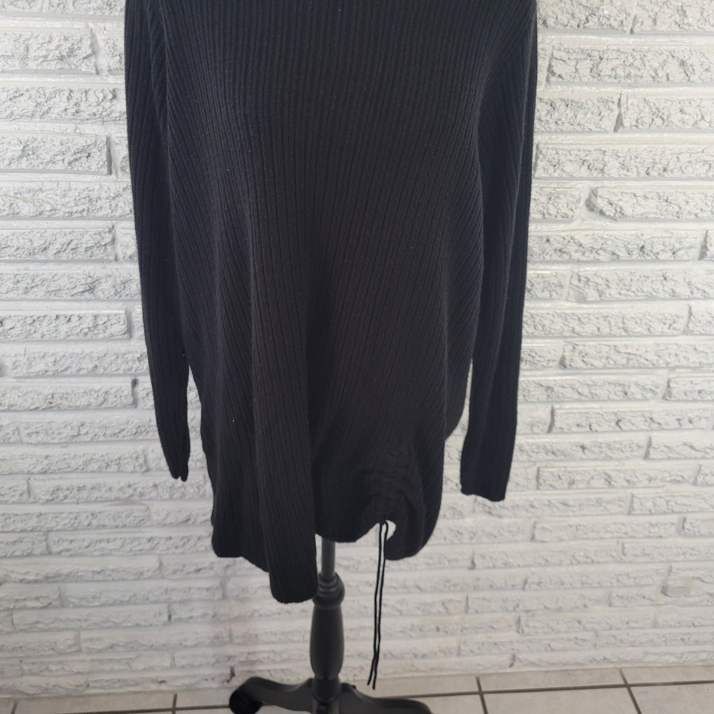 Avenue Womens Sweater 18 20 Plus Long Sleeve Ruched Side Black Acrylic Casual