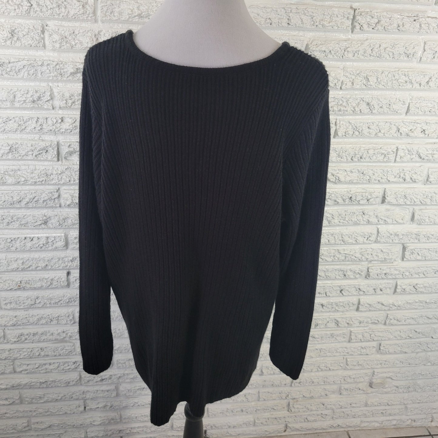 Avenue Womens Sweater 18 20 Plus Long Sleeve Ruched Side Black Acrylic Casual